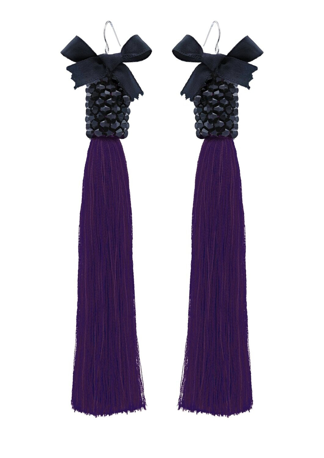 Purple Silk Tassel Earrings