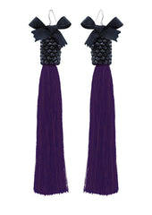 Purple Silk Tassel Earrings