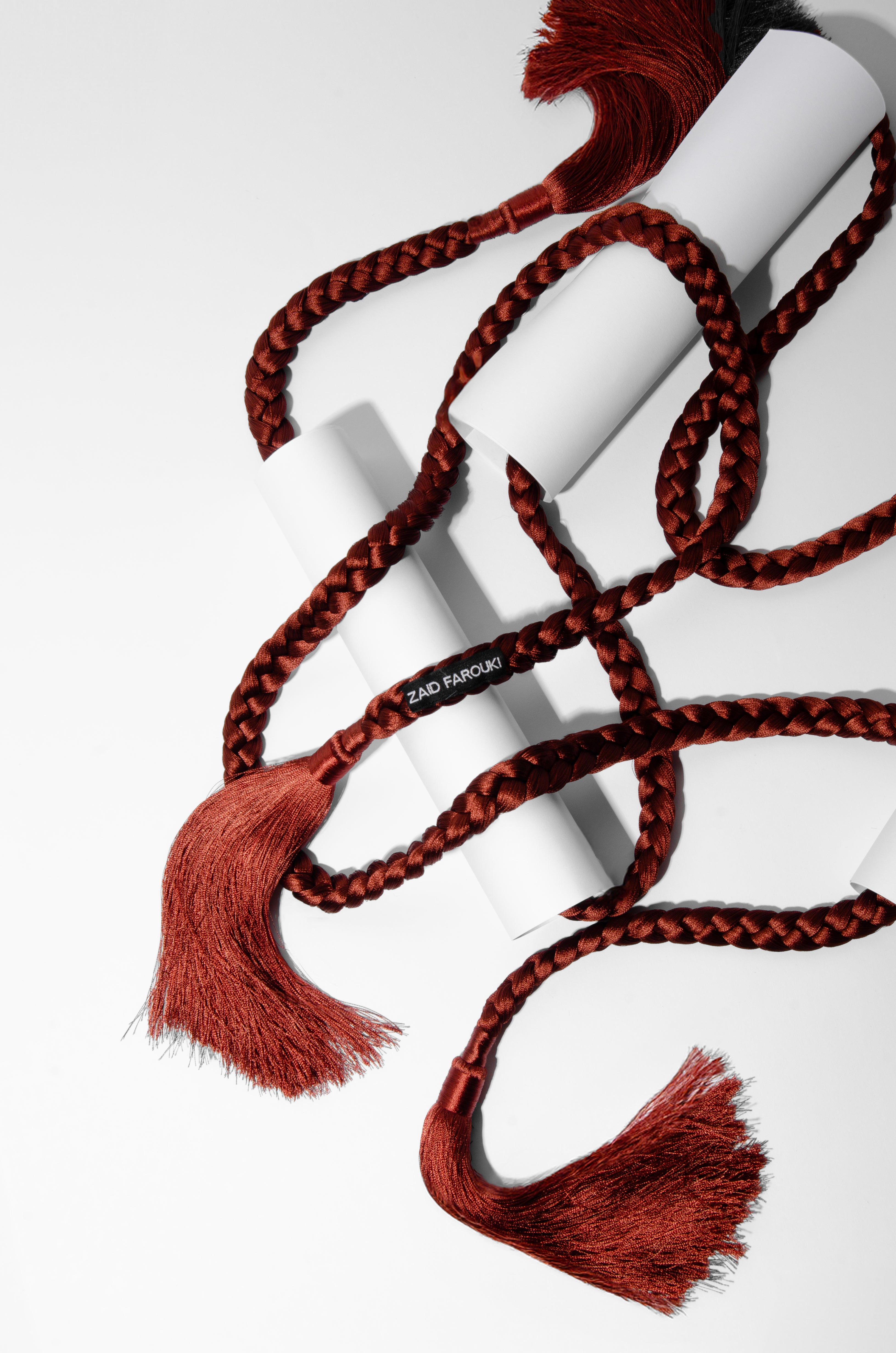 Brown Silk Tassel Rope Belt - ZAID FAROUKI