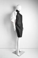 Zip-Up Black Leather Dress - ZAID FAROUKI