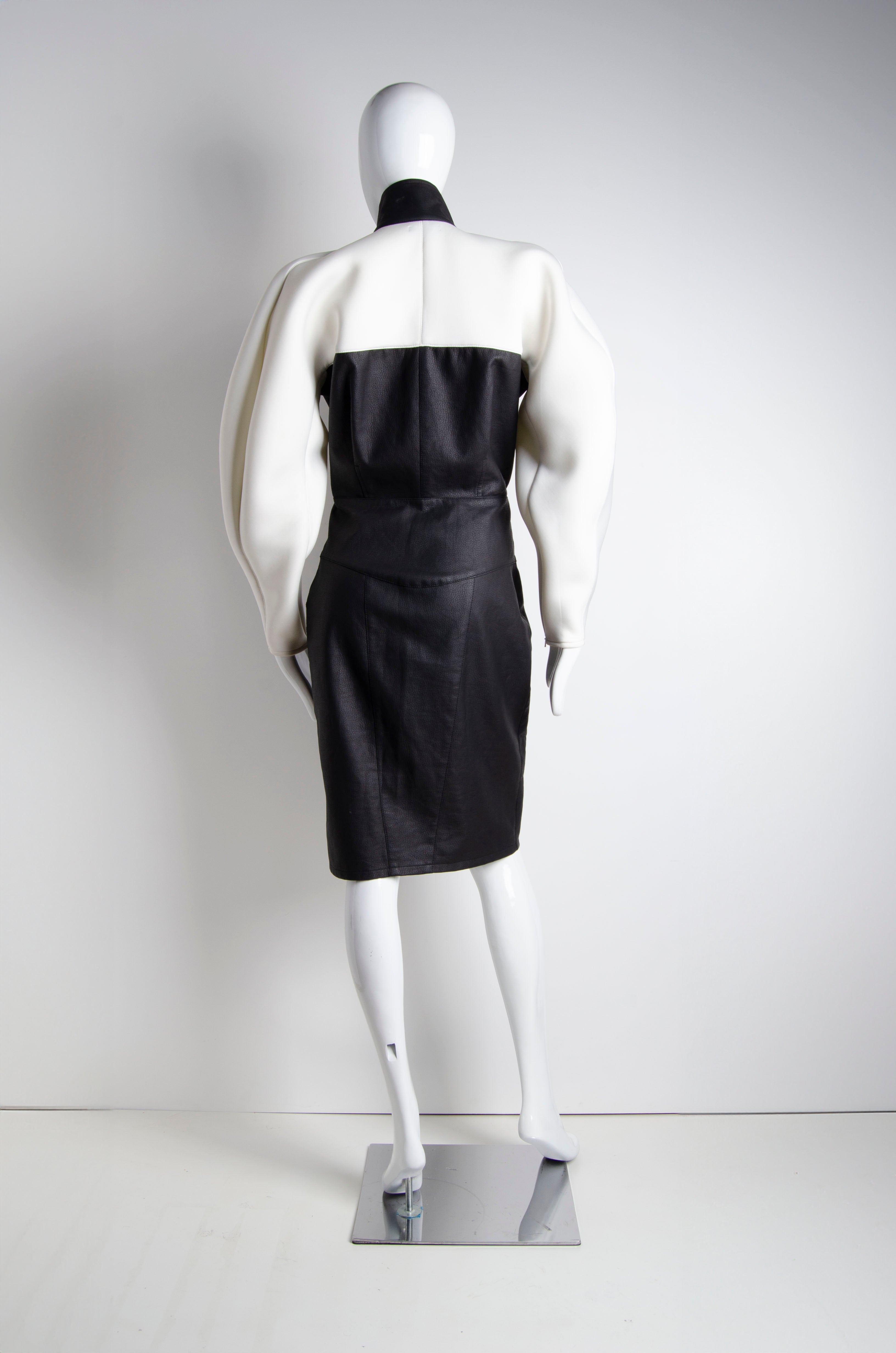 Zip-Up Black Leather Dress - ZAID FAROUKI