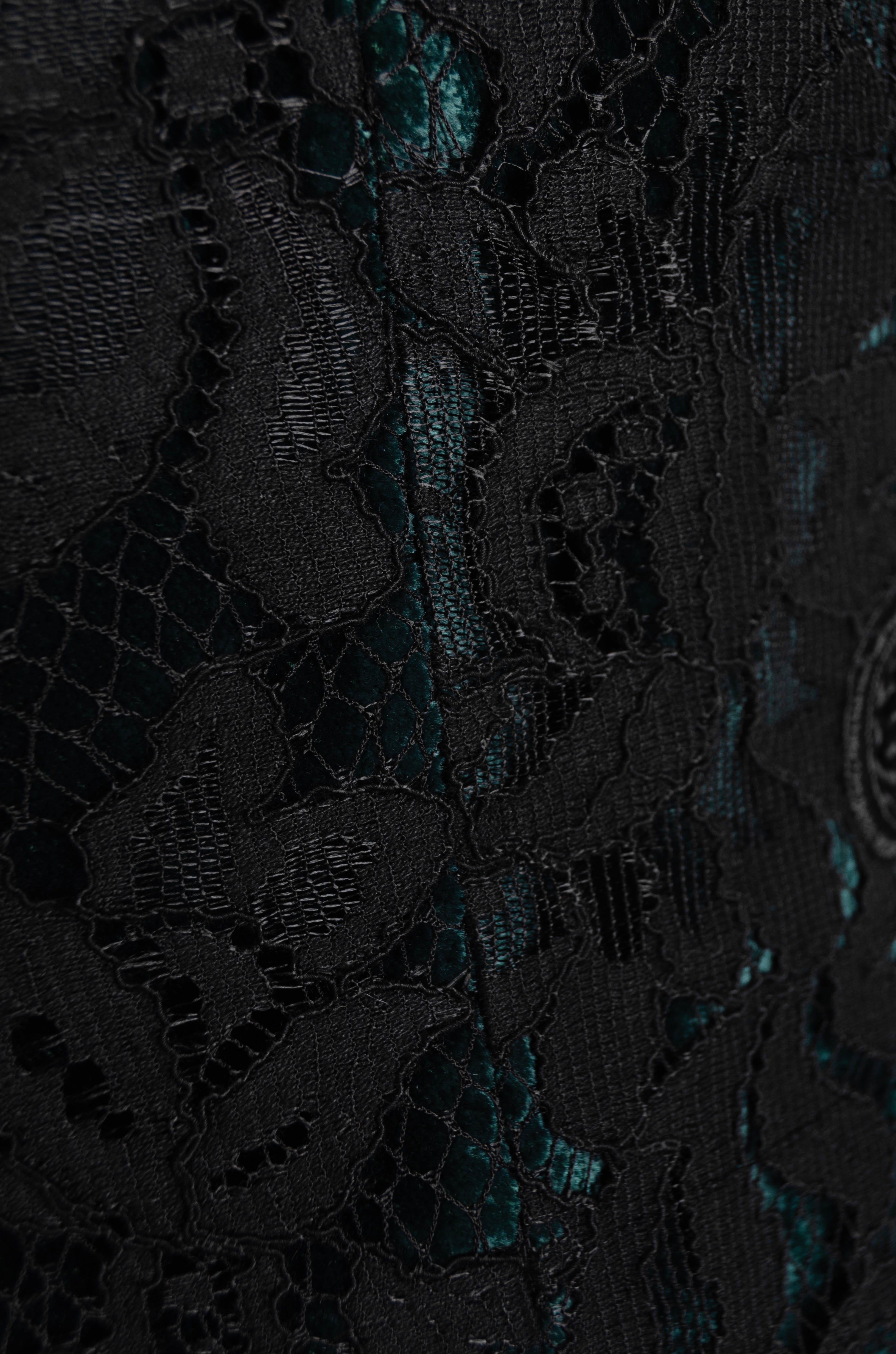 Black Lace Emerald Velvet Suit - ZAID FAROUKI