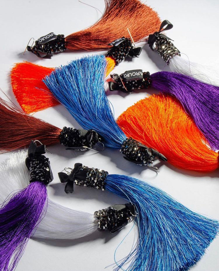 Orange Silk Tassel Earrings - ZAID FAROUKI