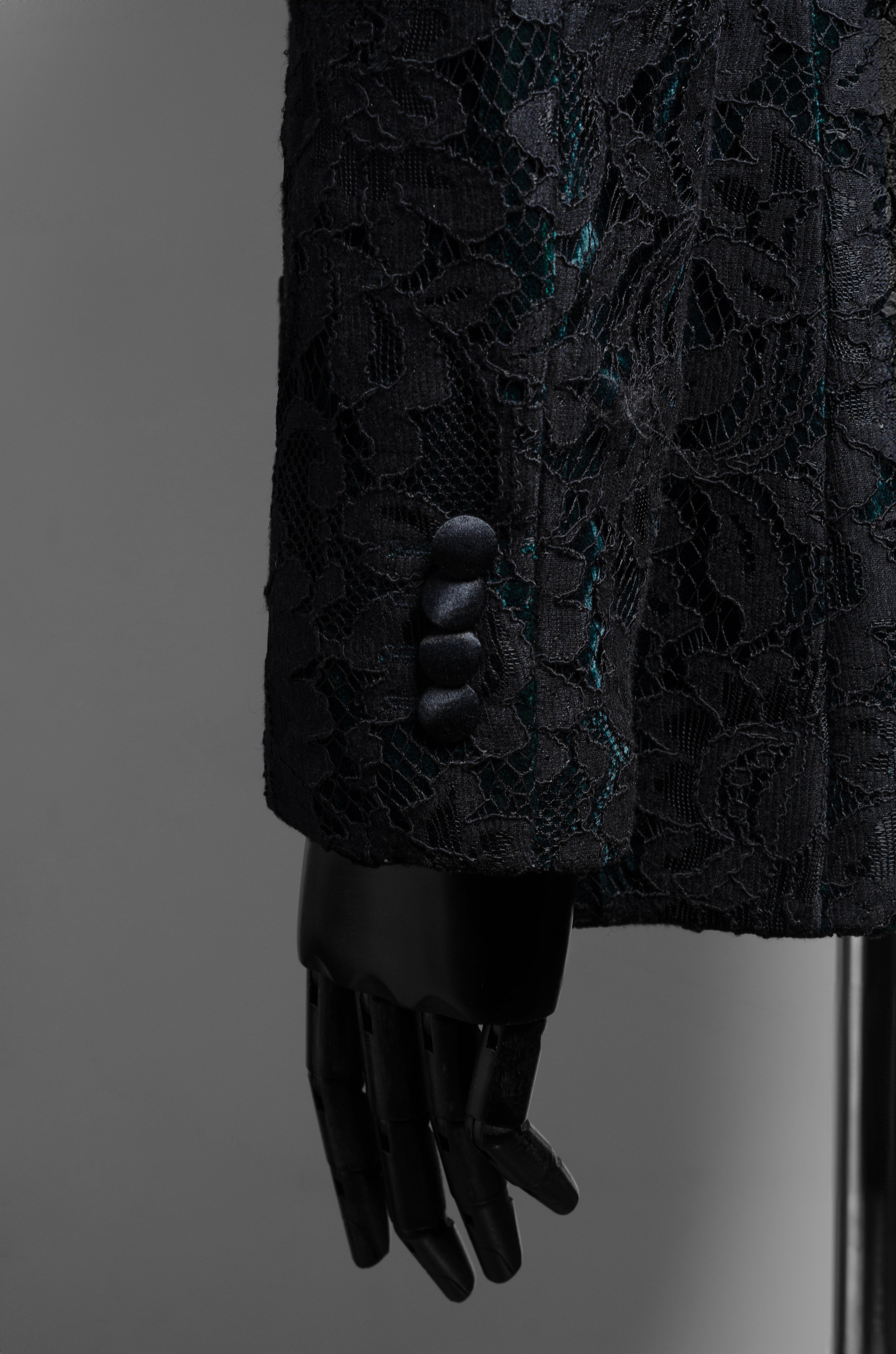 Black Lace Emerald Velvet Suit - ZAID FAROUKI