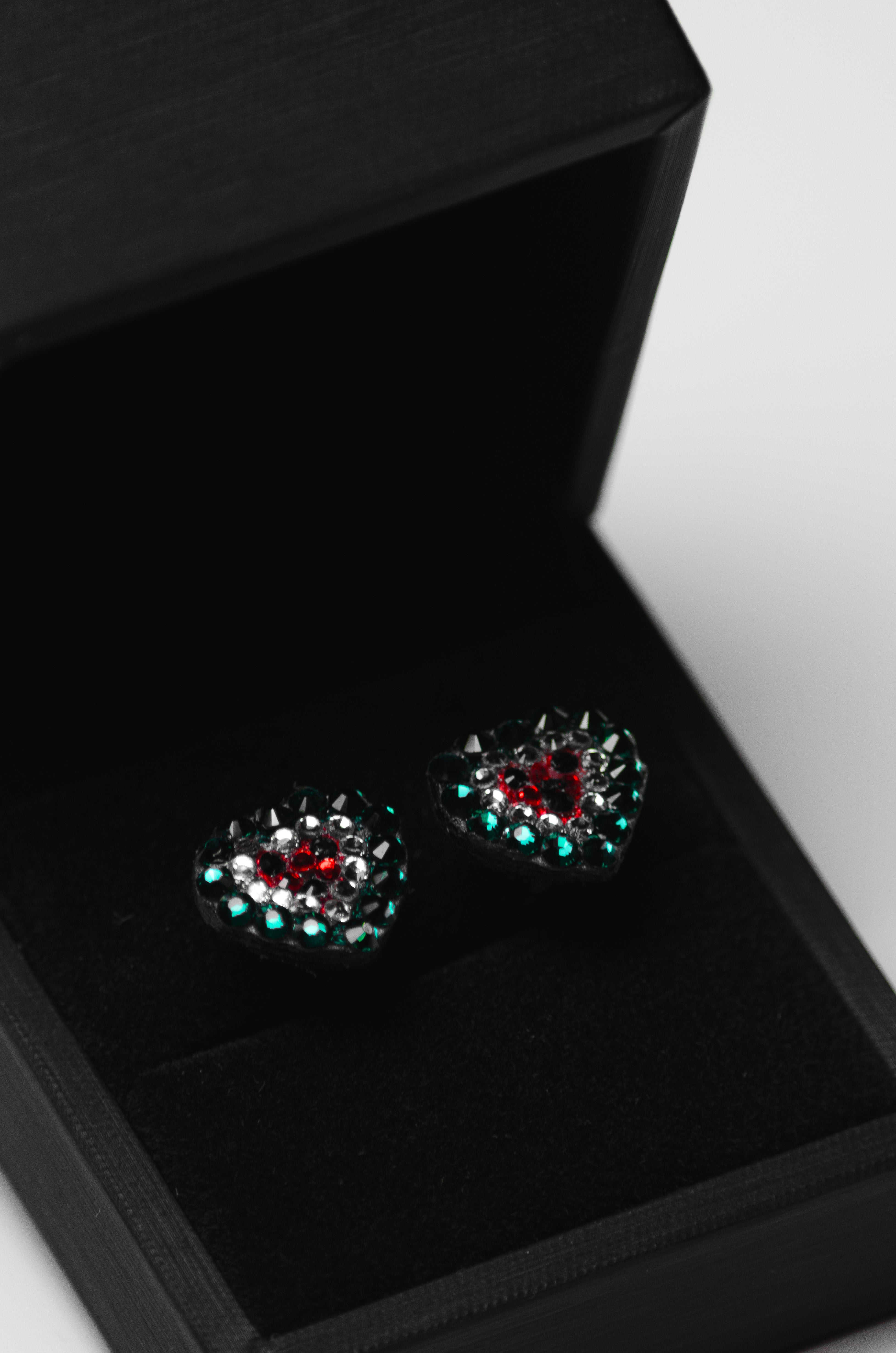 Crystal Heart Watermelon Cufflinks
