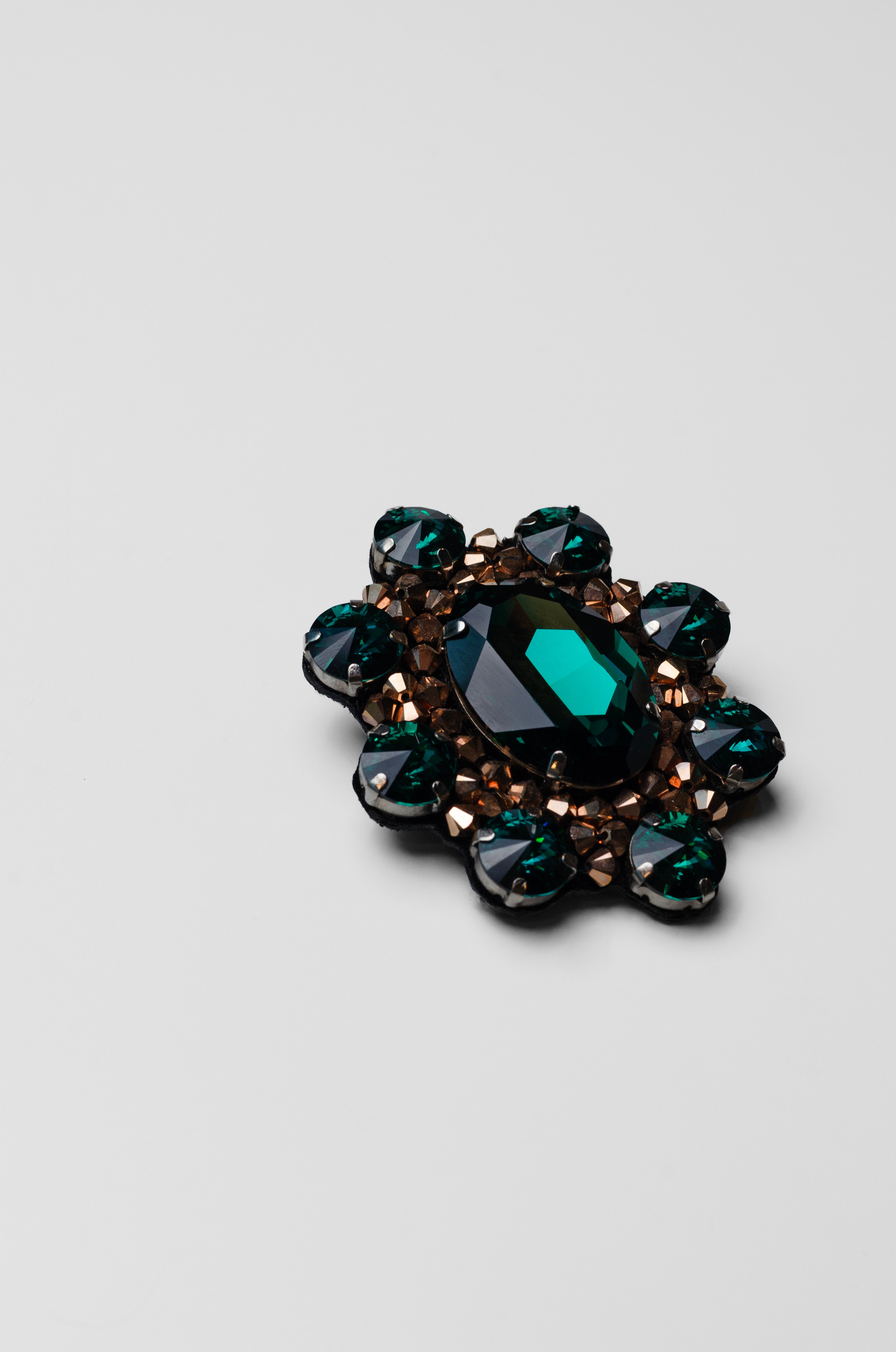 Oval Cut Emerald Green Brooch