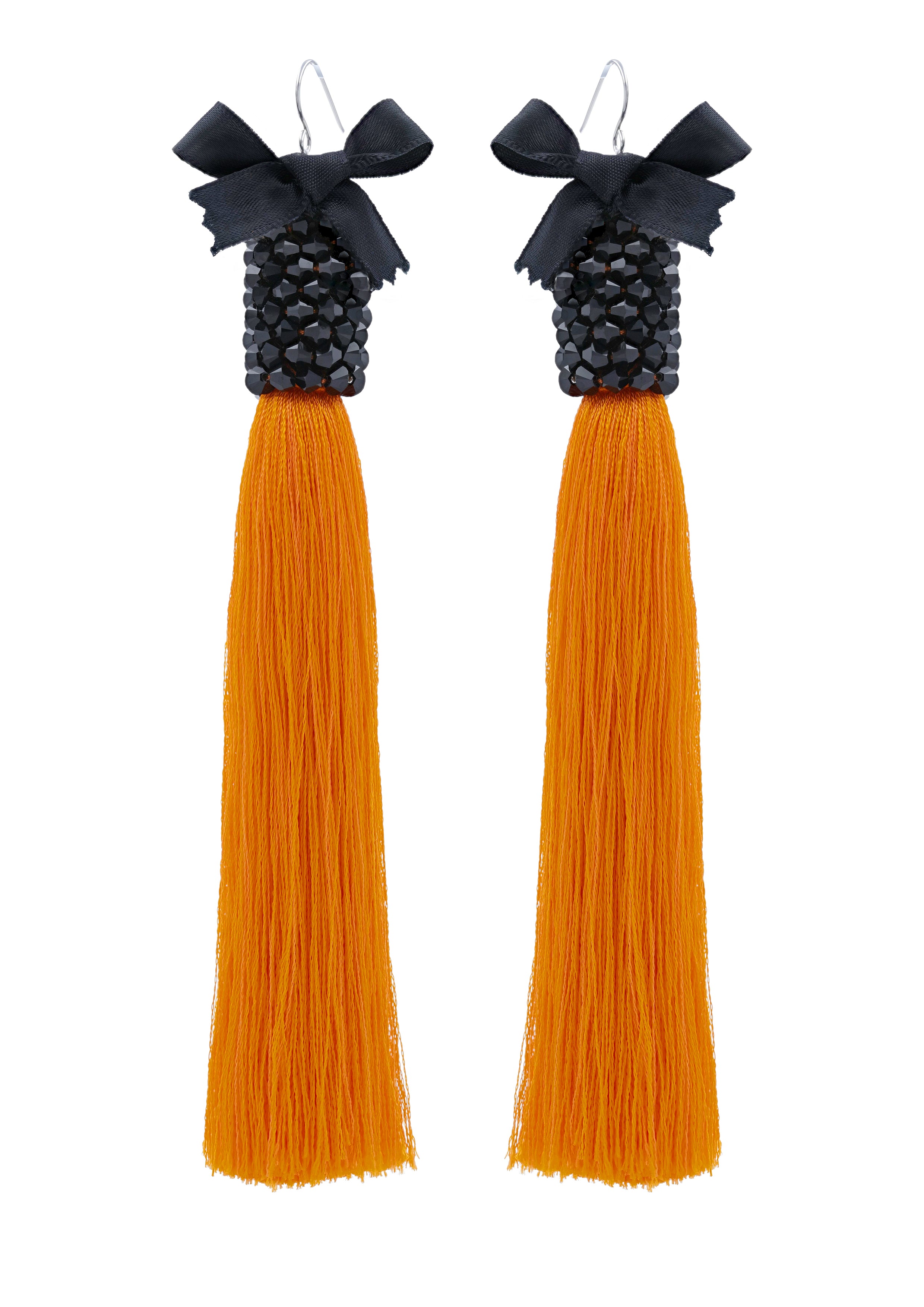 Orange Silk Tassel Earrings - ZAID FAROUKI