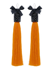 Orange Silk Tassel Earrings - ZAID FAROUKI