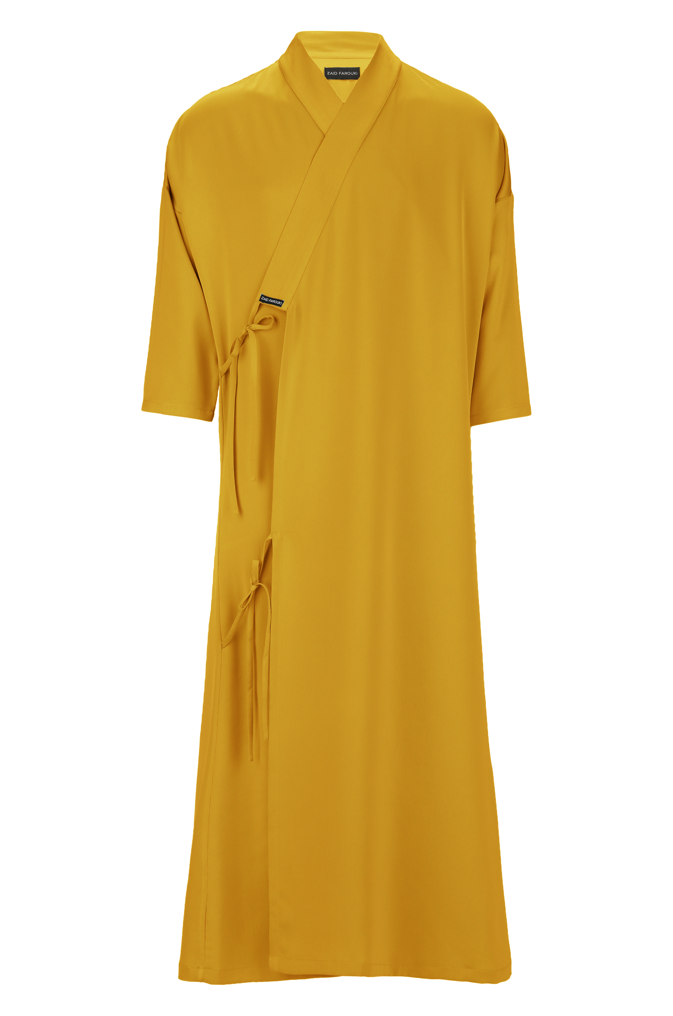 Amber Yellow Tie Detail Bisht - ZAID FAROUKI