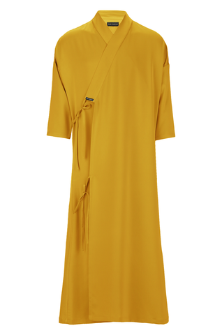 Amber Yellow Tie Detail Bisht - ZAID FAROUKI