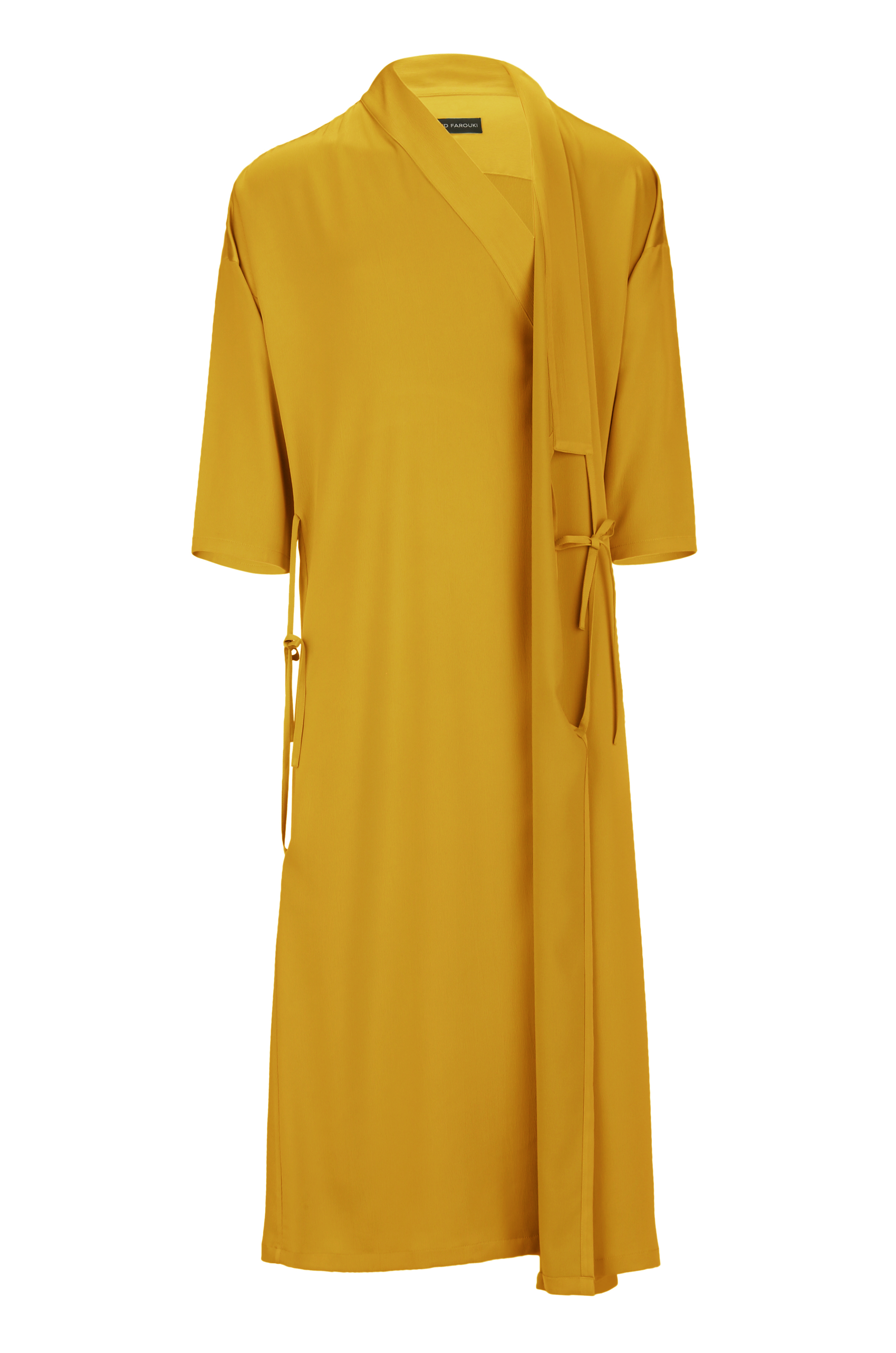 Amber Yellow Tie Detail Bisht - ZAID FAROUKI