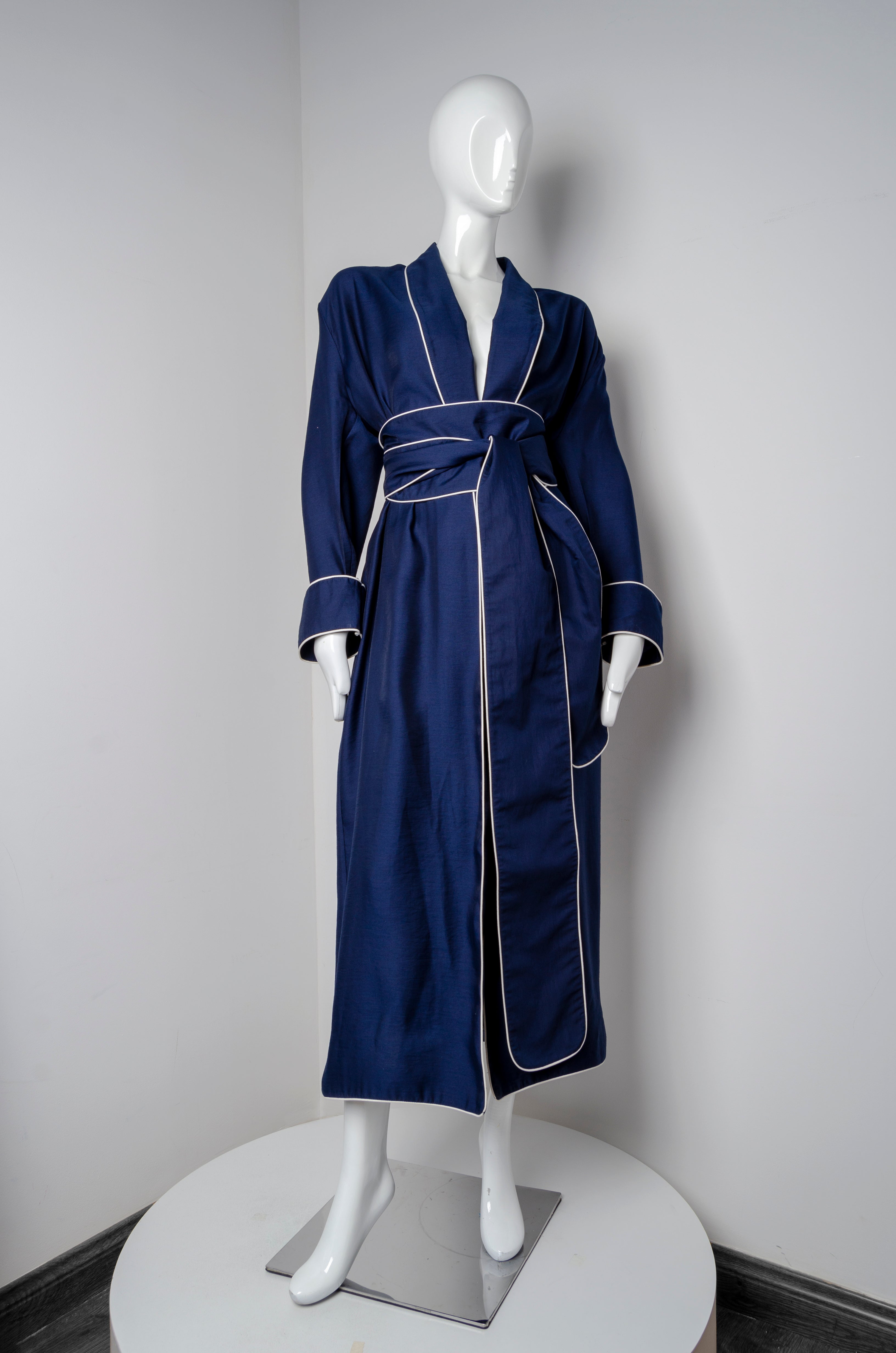Navy Blue Pyjama Chic Robe - ZAID FAROUKI