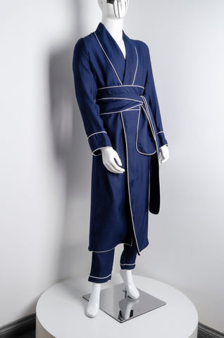 Navy Blue Pyjama Chic Robe - ZAID FAROUKI