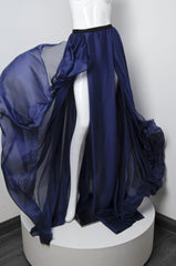 Navy Blue Wrap Skirt - ZAID FAROUKI