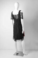 Black Embroidered Lace Dress - ZAID FAROUKI