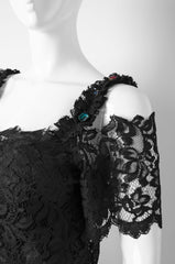 Black Embroidered Lace Dress - ZAID FAROUKI
