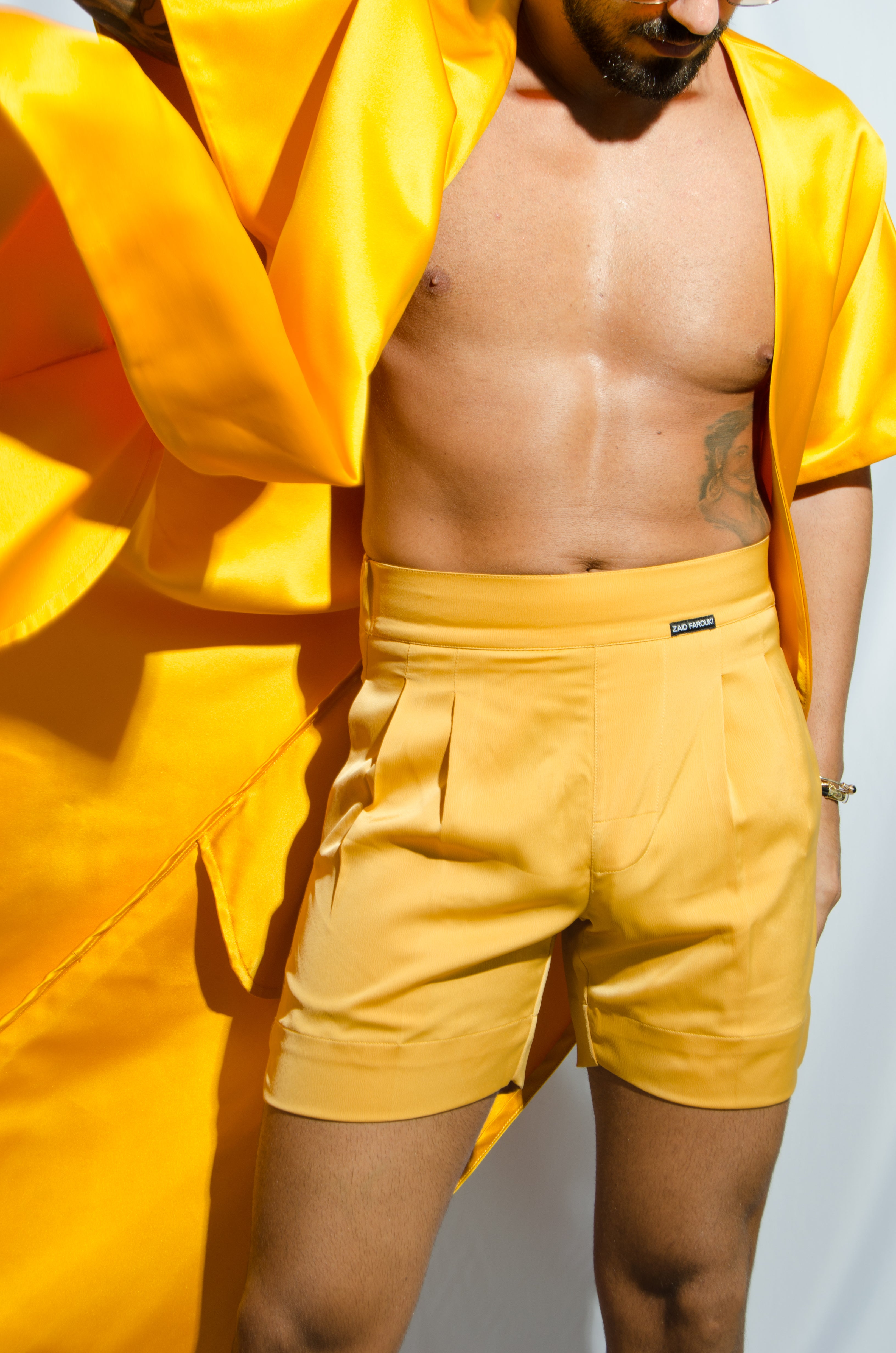 Amber Yellow Tailored Shorts - ZAID FAROUKI