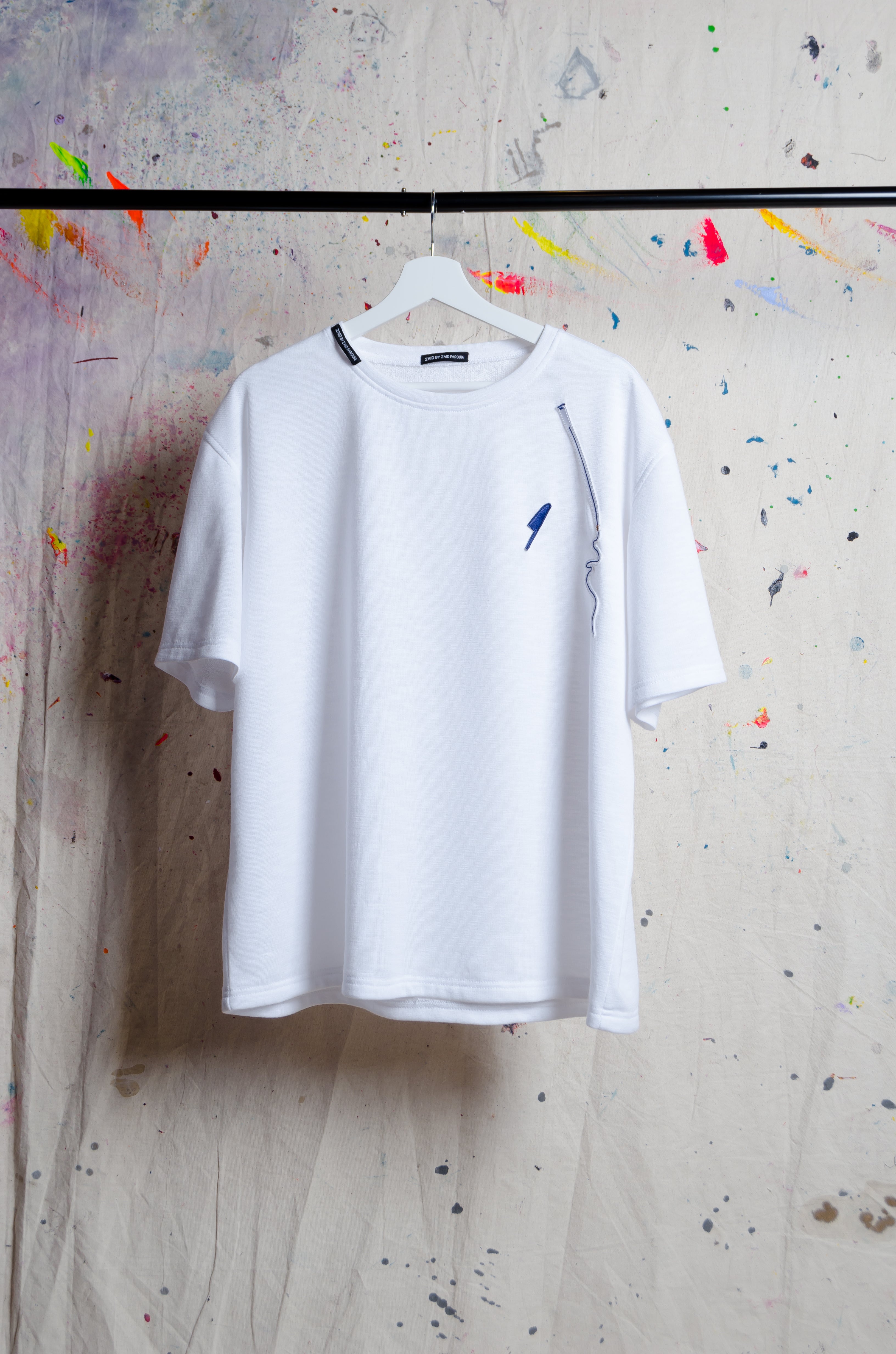 White T-shirt with Pen Motif - BiC - ZAID FAROUKI