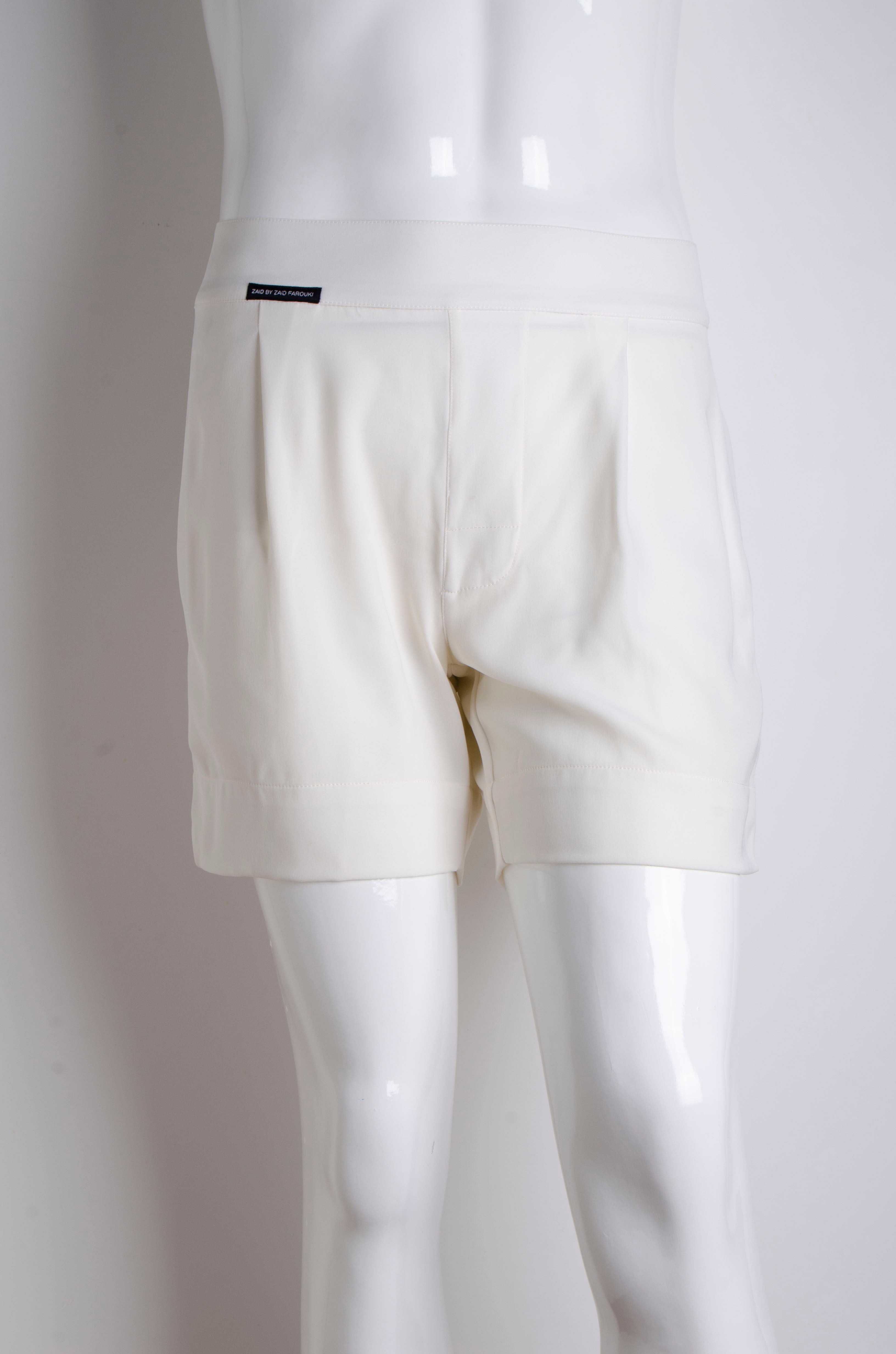 White Pyjama Chic Shorts - ZAID FAROUKI