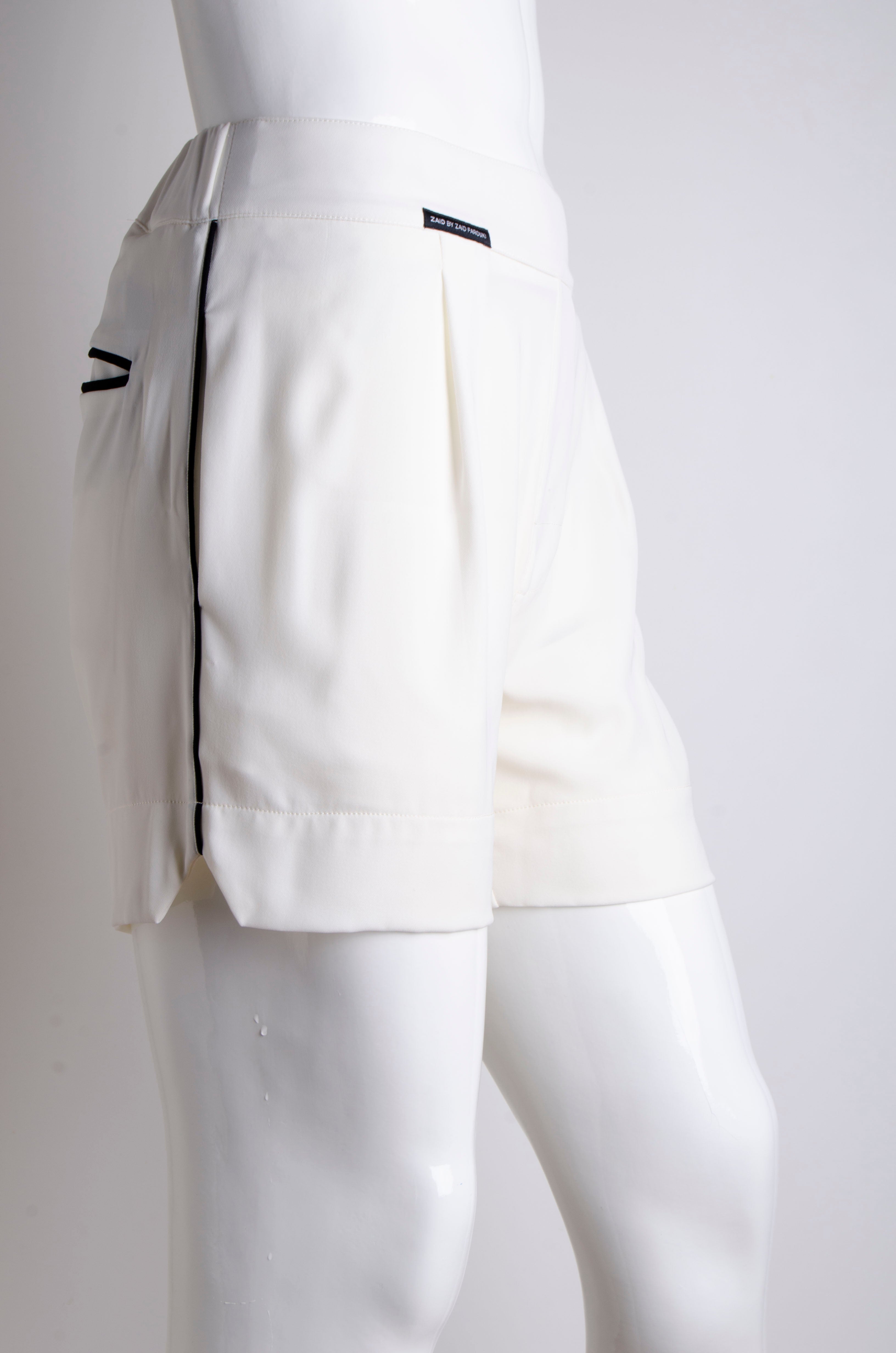 White Pyjama Chic Shorts - ZAID FAROUKI