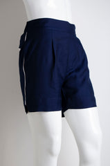 Navy Blue Pyjama Chic Shorts - ZAID FAROUKI