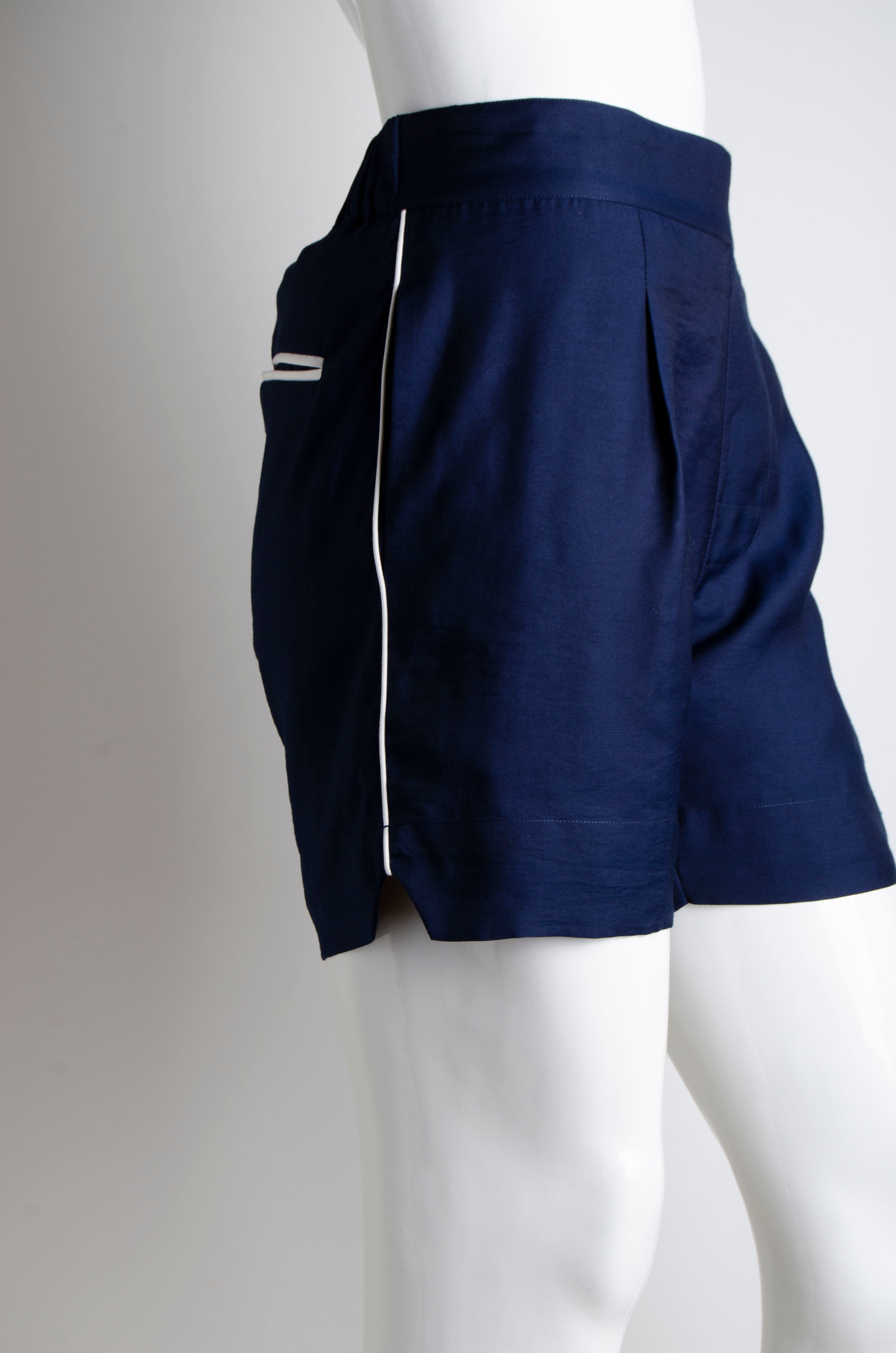 Navy Blue Pyjama Chic Shorts - ZAID FAROUKI