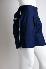 Navy Blue Pyjama Chic Shorts - ZAID FAROUKI