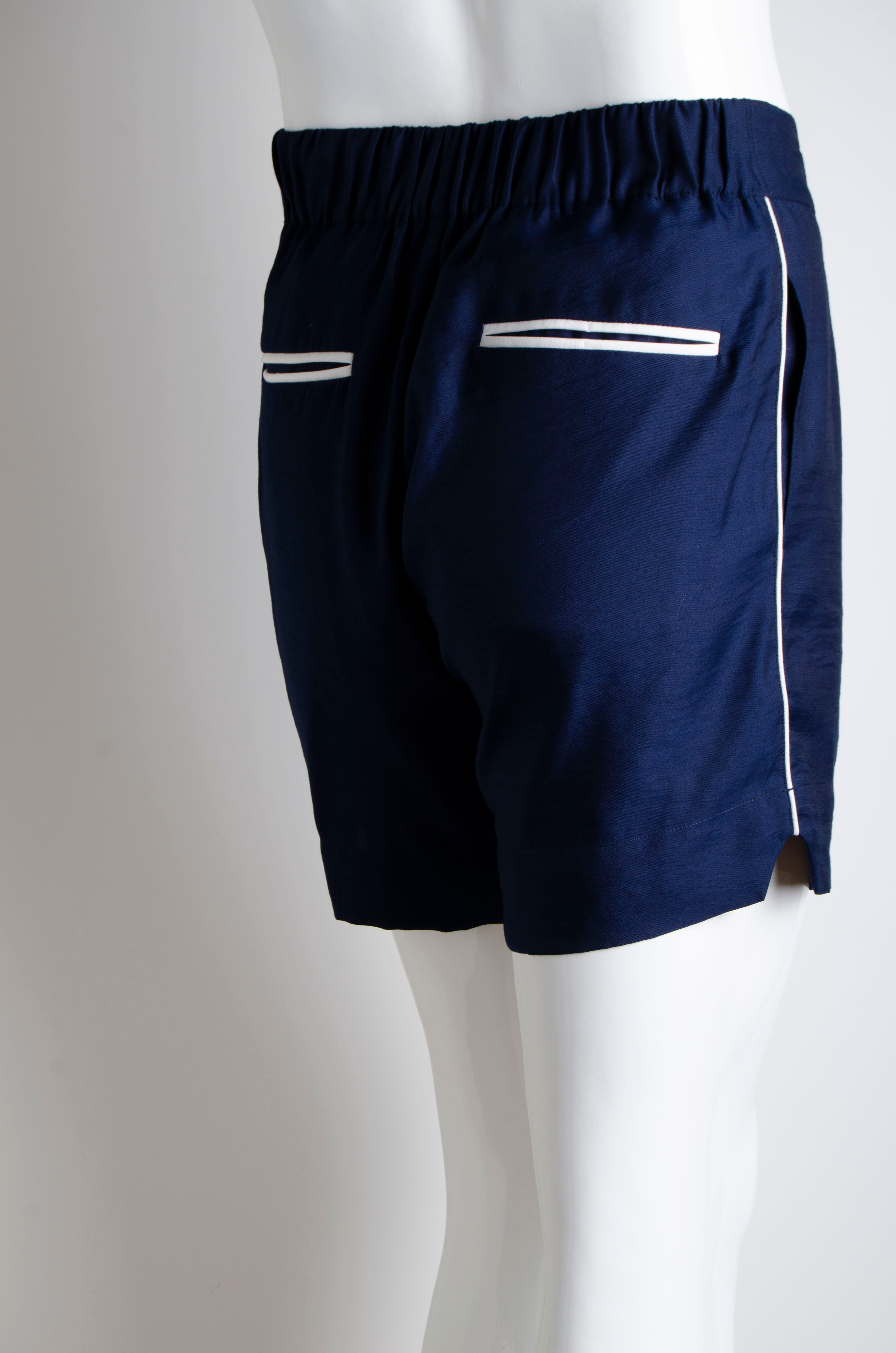 Navy Blue Pyjama Chic Shorts - ZAID FAROUKI