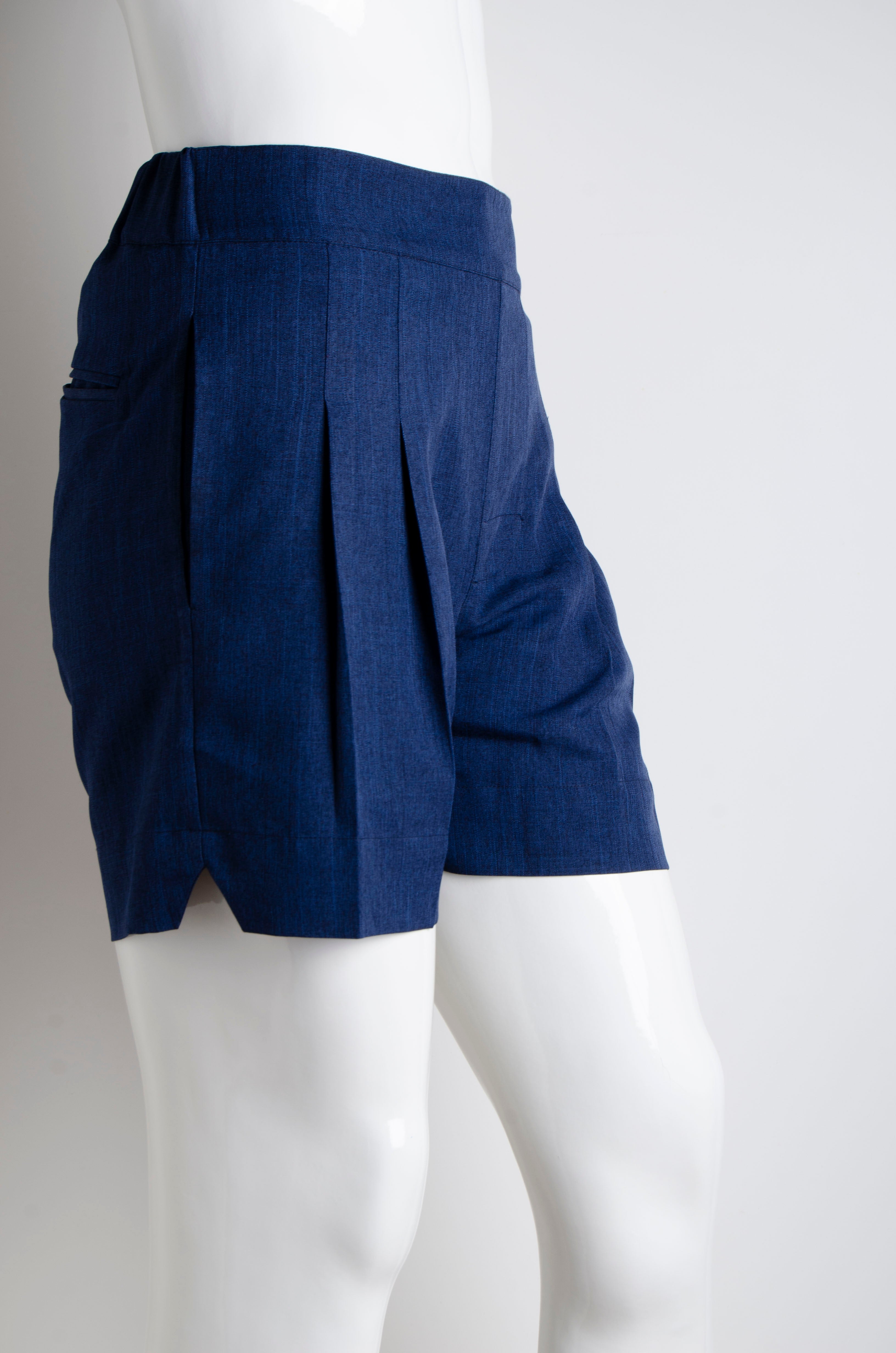 Blue Cotton Shorts - ZAID FAROUKI