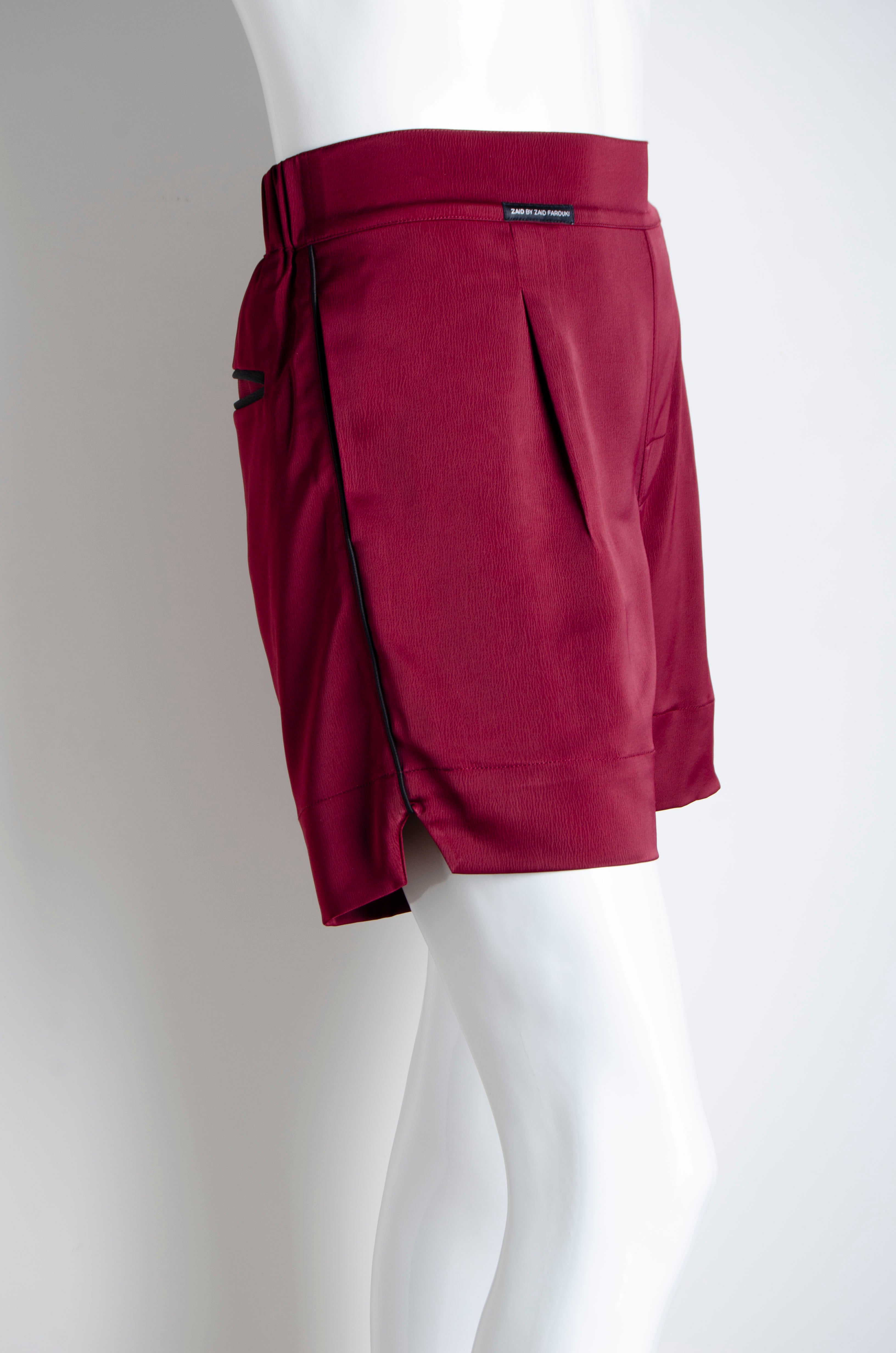 Blood Red Pyjama Chic Shorts - ZAID FAROUKI