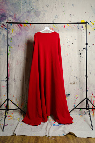 Red Cape with Collar Detail - BiC - ZAID FAROUKI