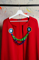 Red Cape with Collar Detail - BiC - ZAID FAROUKI