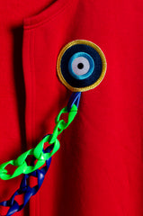 Red Cape with Collar Detail - BiC - ZAID FAROUKI