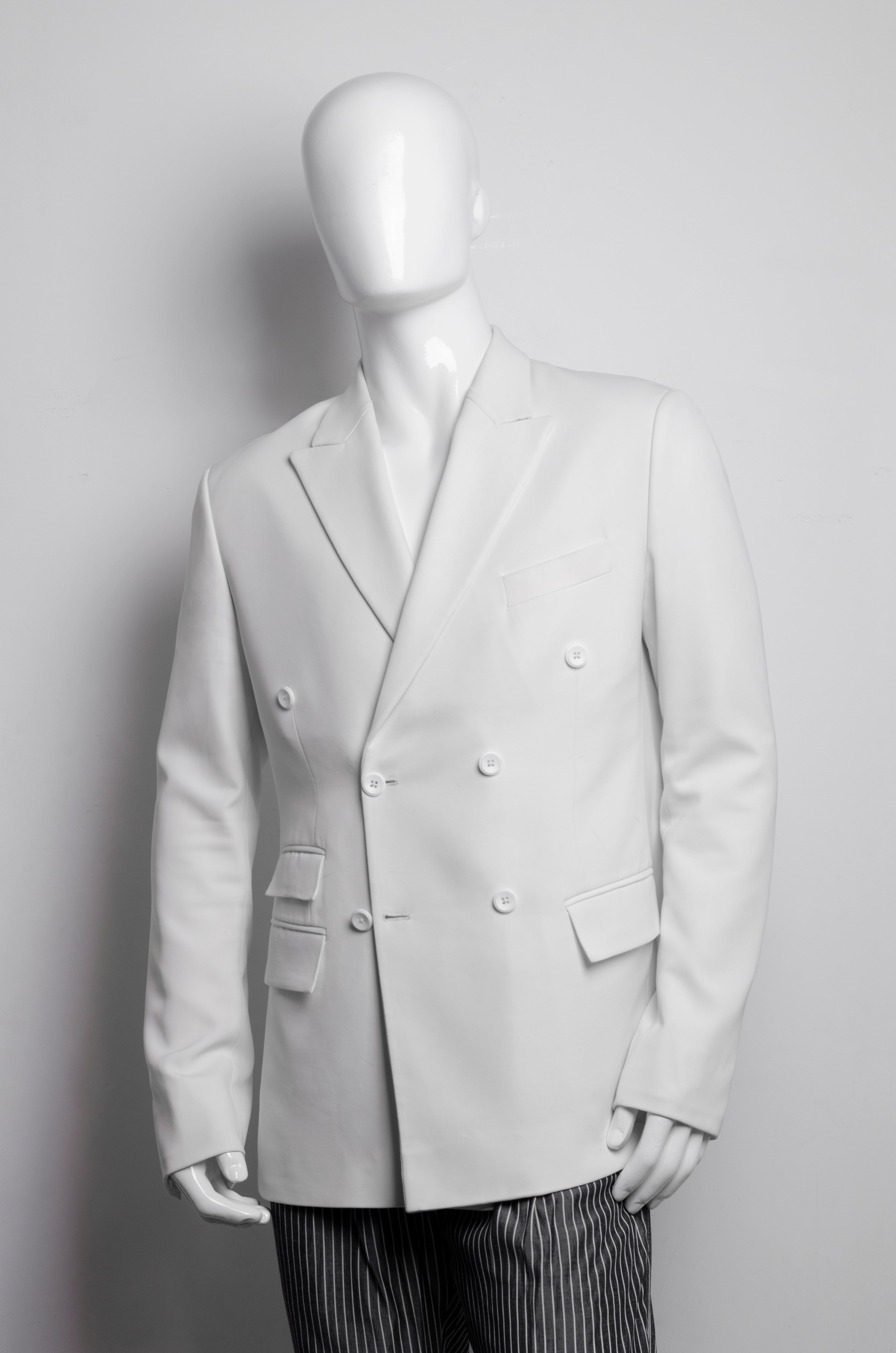 White Double-Breasted  Suit Jacket