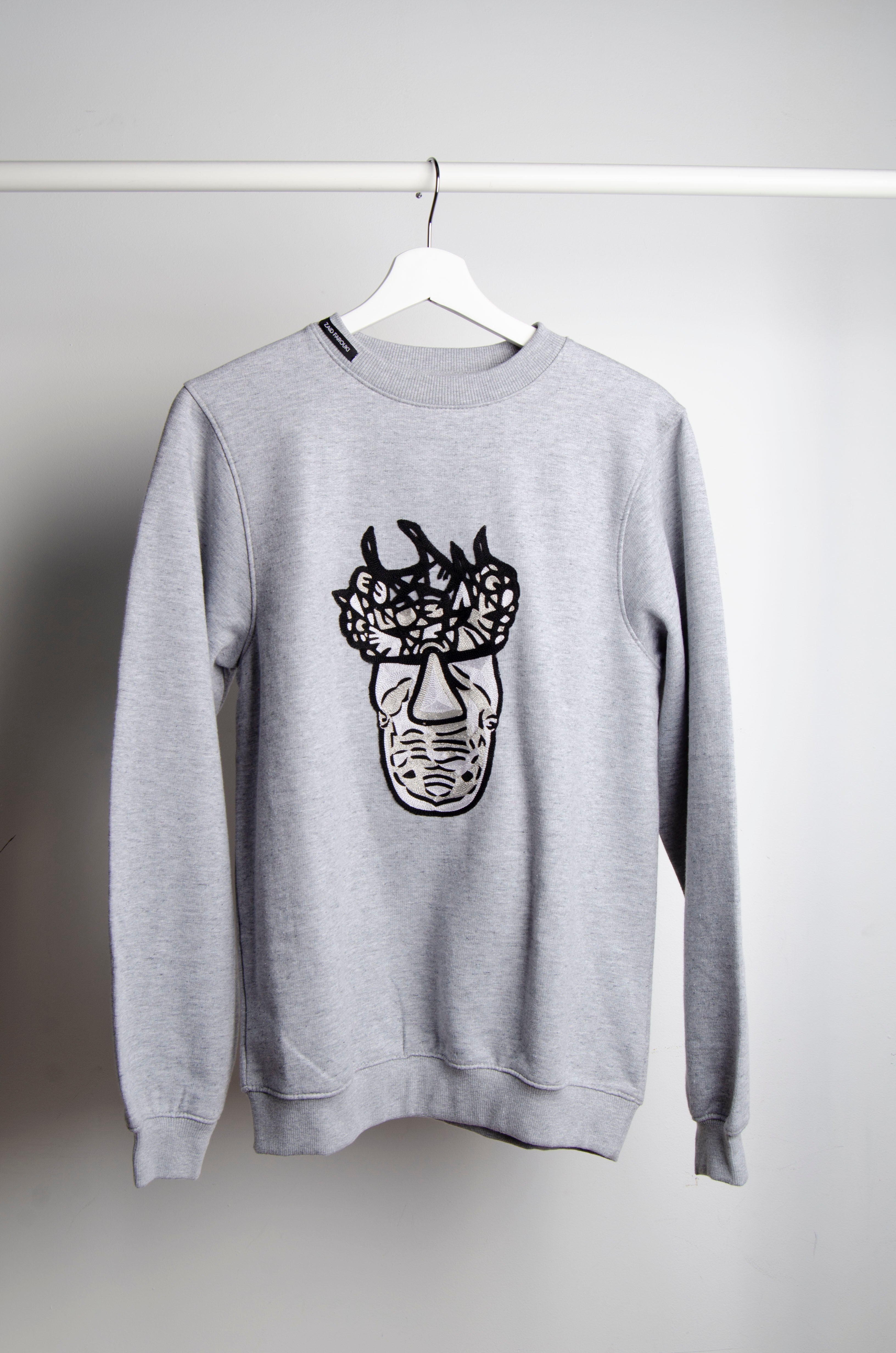 Grey Motif Sweater - ZAID FAROUKI