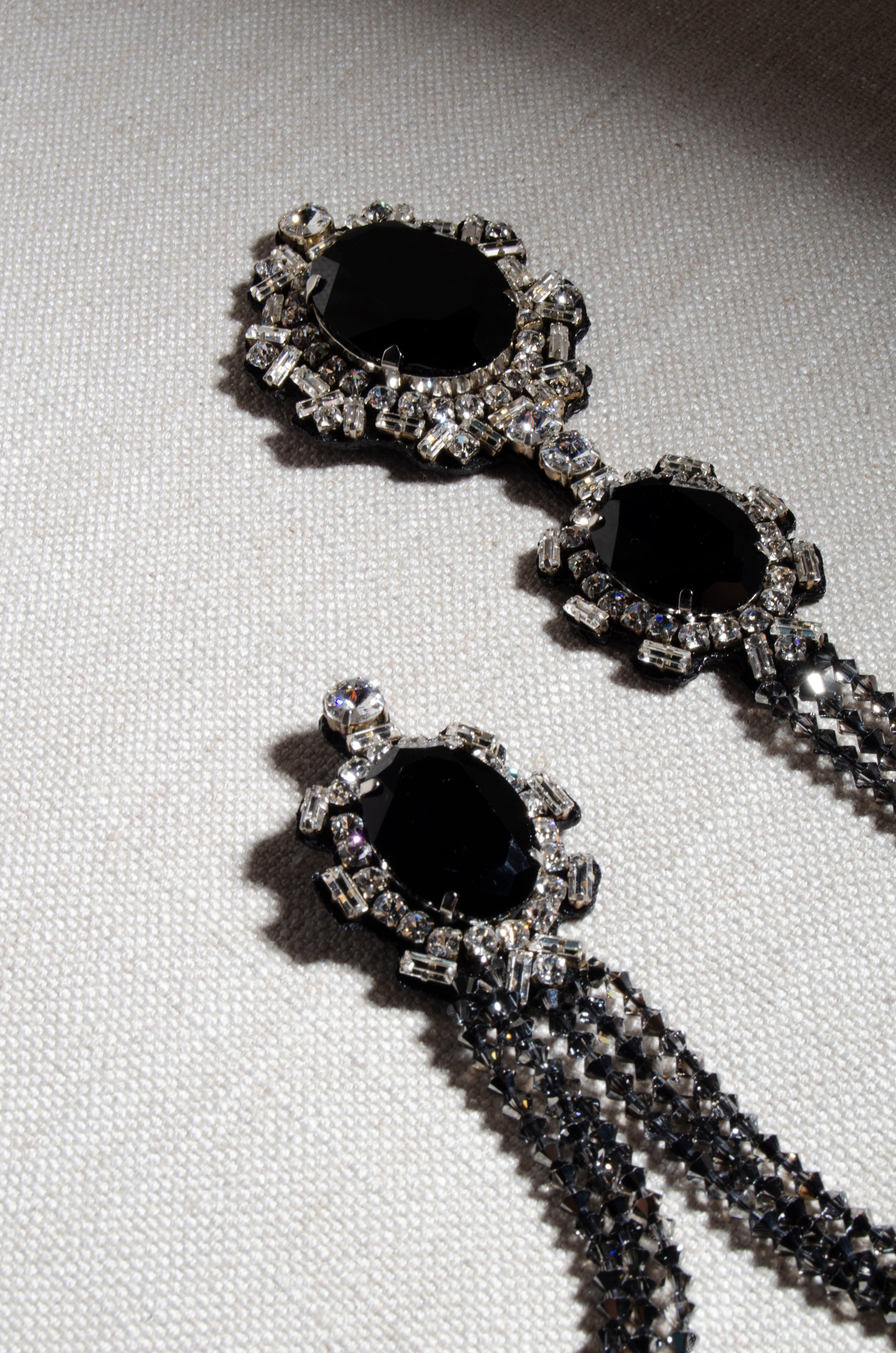 Black Crystal Brooch - ZAID FAROUKI