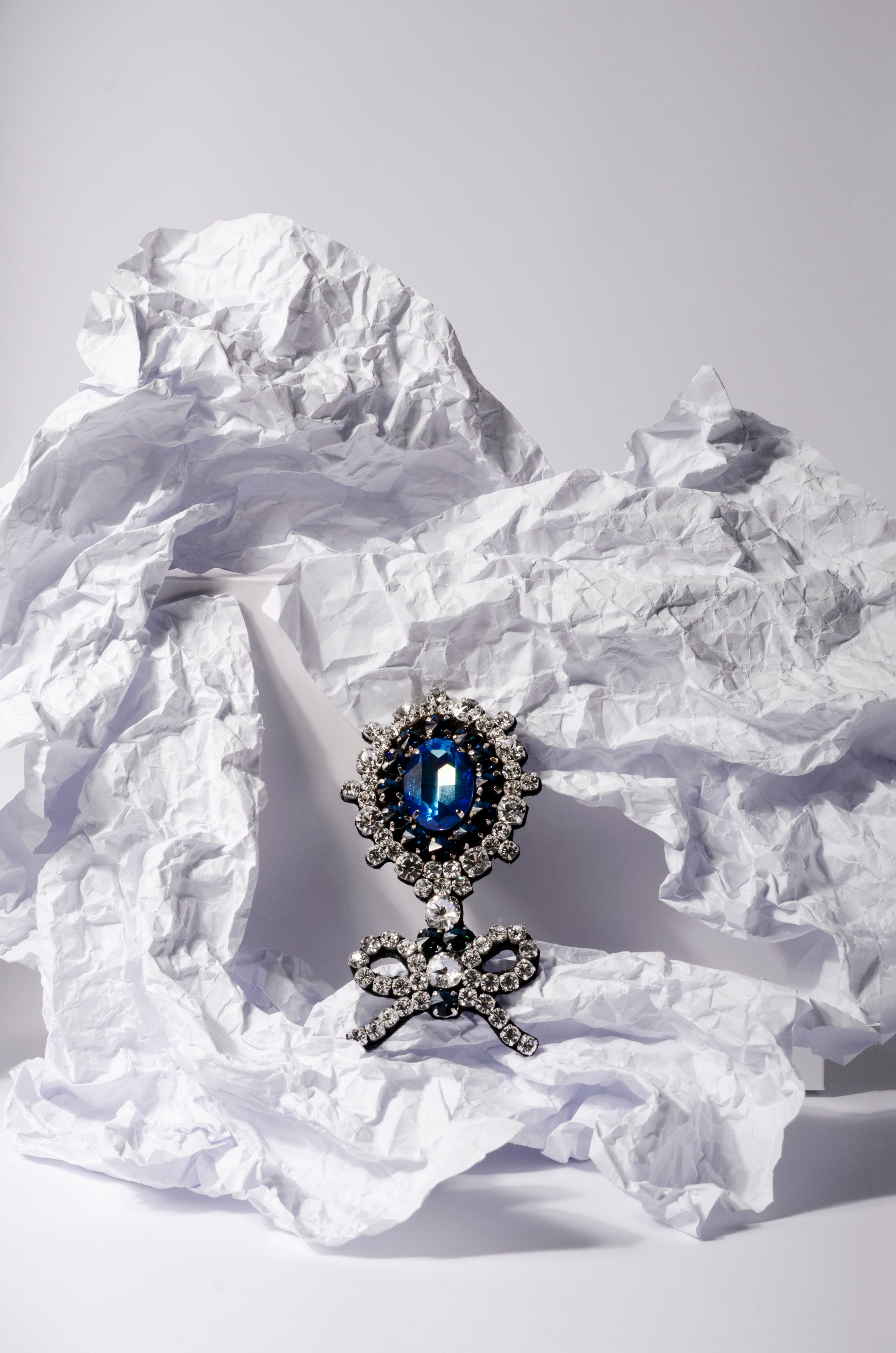 Bow Detail Blue Brooch