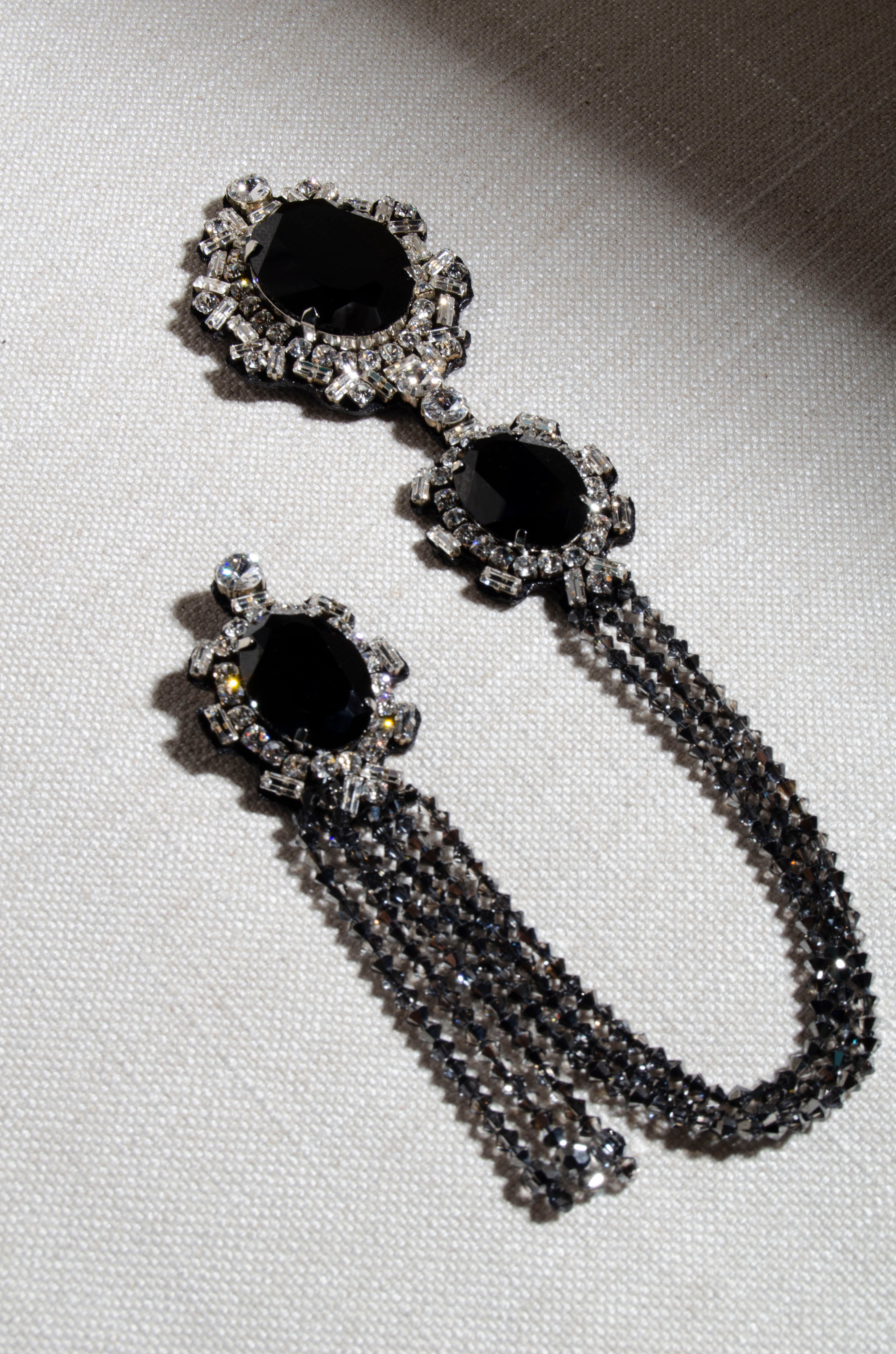 Black Crystal Brooch - ZAID FAROUKI