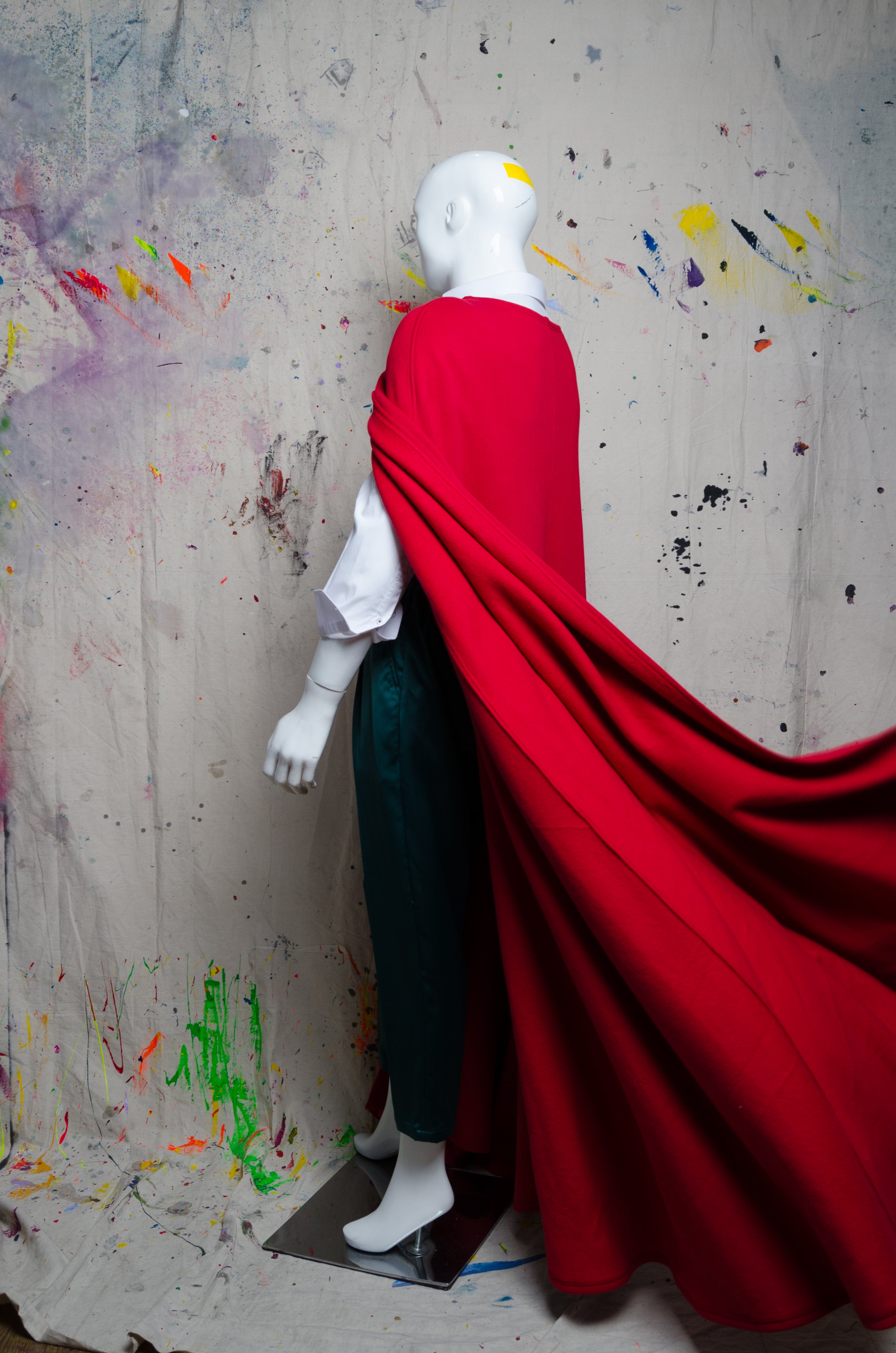 Red Cape with Collar Detail - BiC - ZAID FAROUKI
