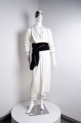 White Pyjama Chic Robe - ZAID FAROUKI