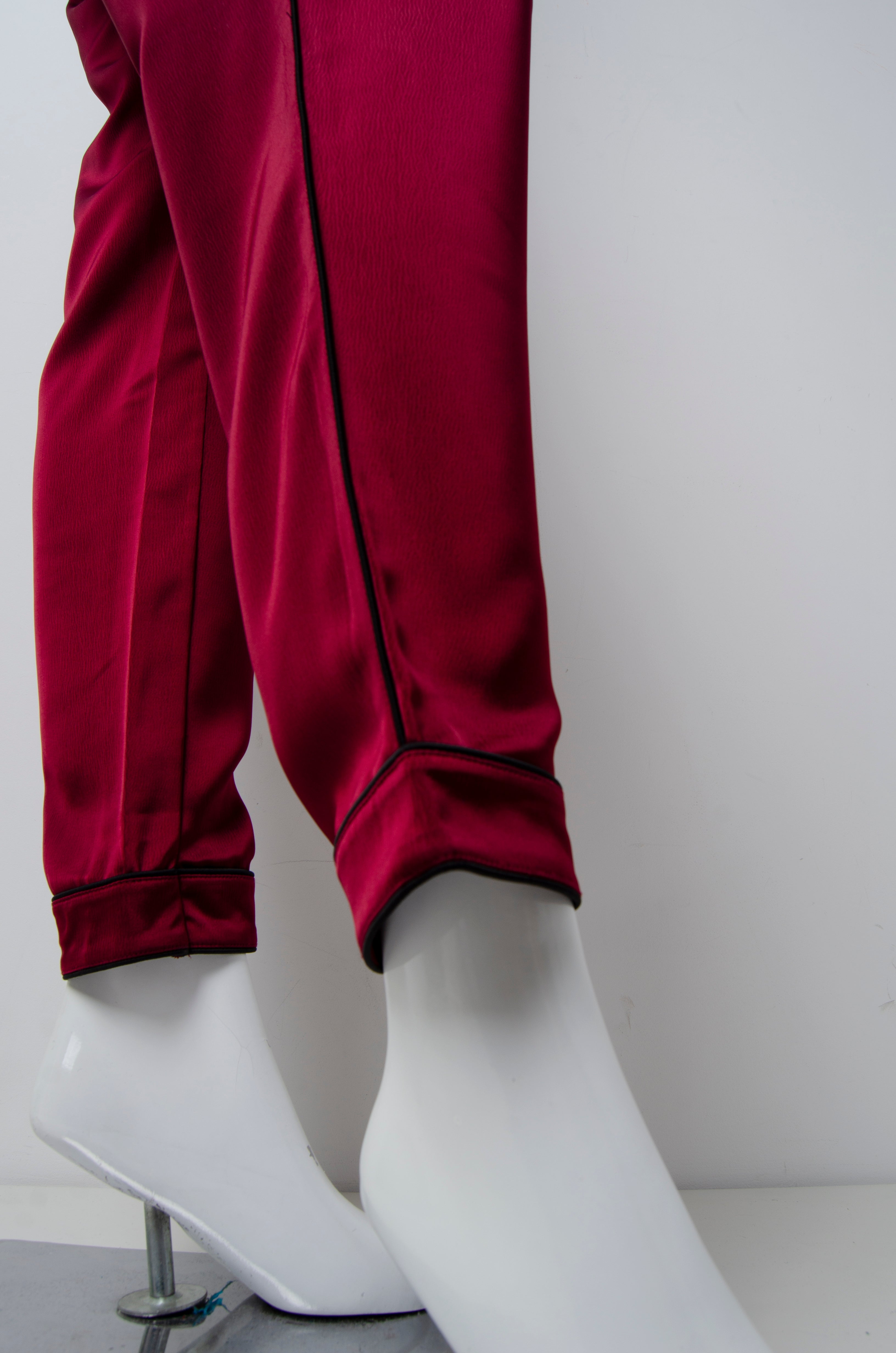 Blood Red Pyjama Chic Pants - ZAID FAROUKI