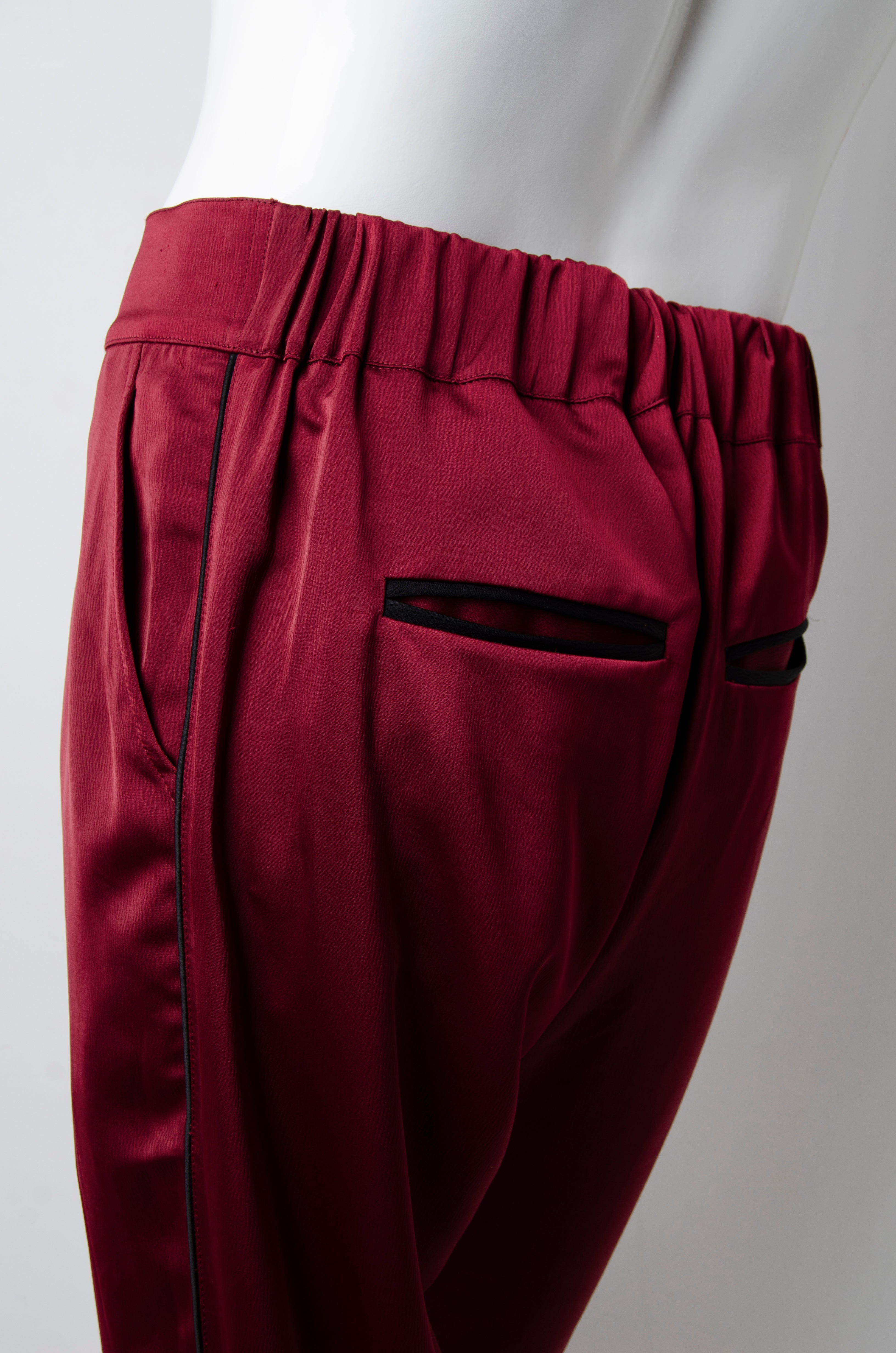 Blood Red Pyjama Chic Pants - ZAID FAROUKI