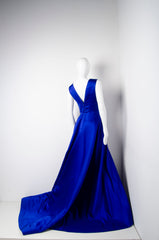 Blue Geometric Silk Gown - ZAID FAROUKI