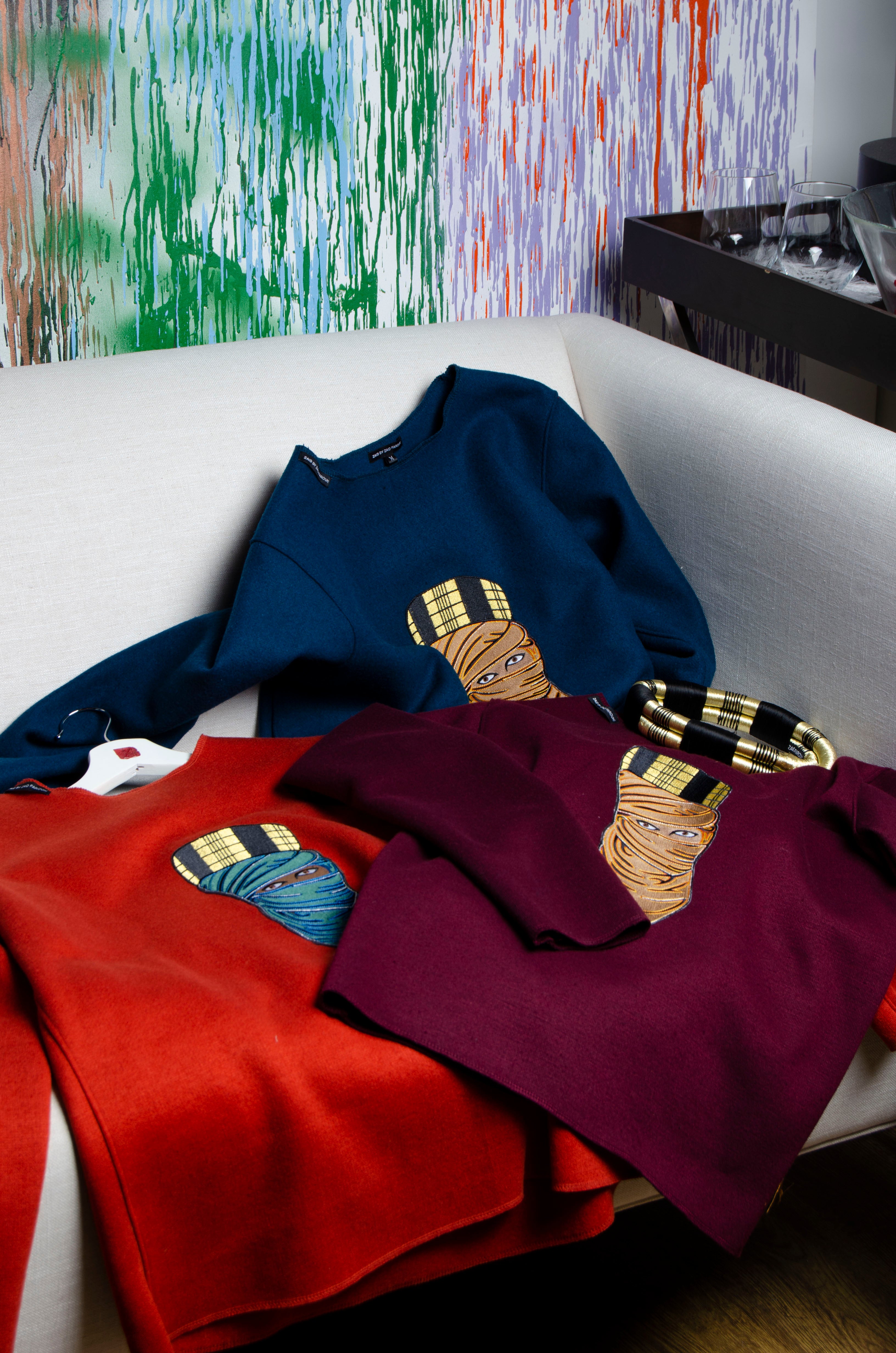 Maroon Motif Sweater - ZAID FAROUKI