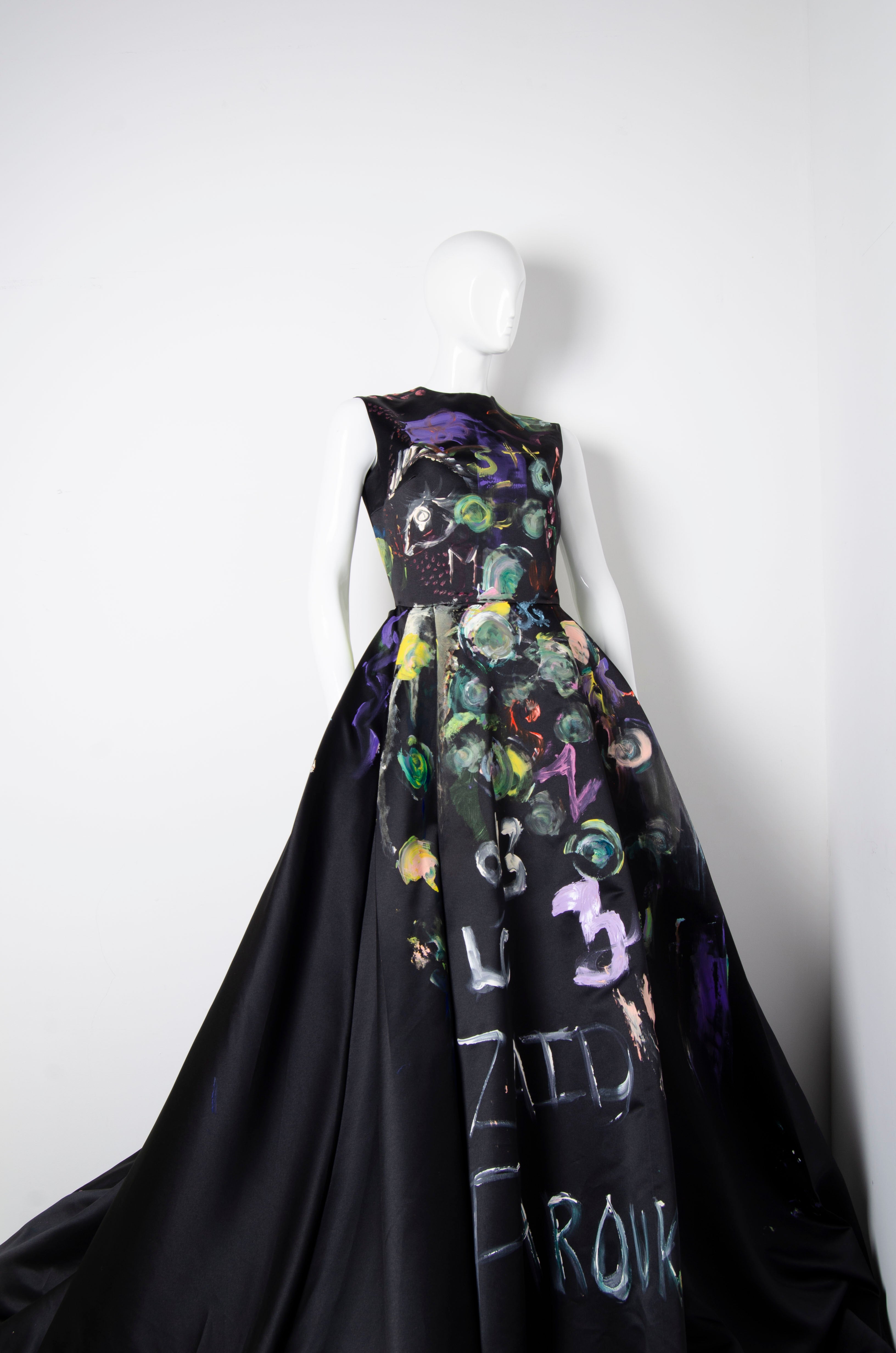 Black Handpainted Gown - ZAID FAROUKI