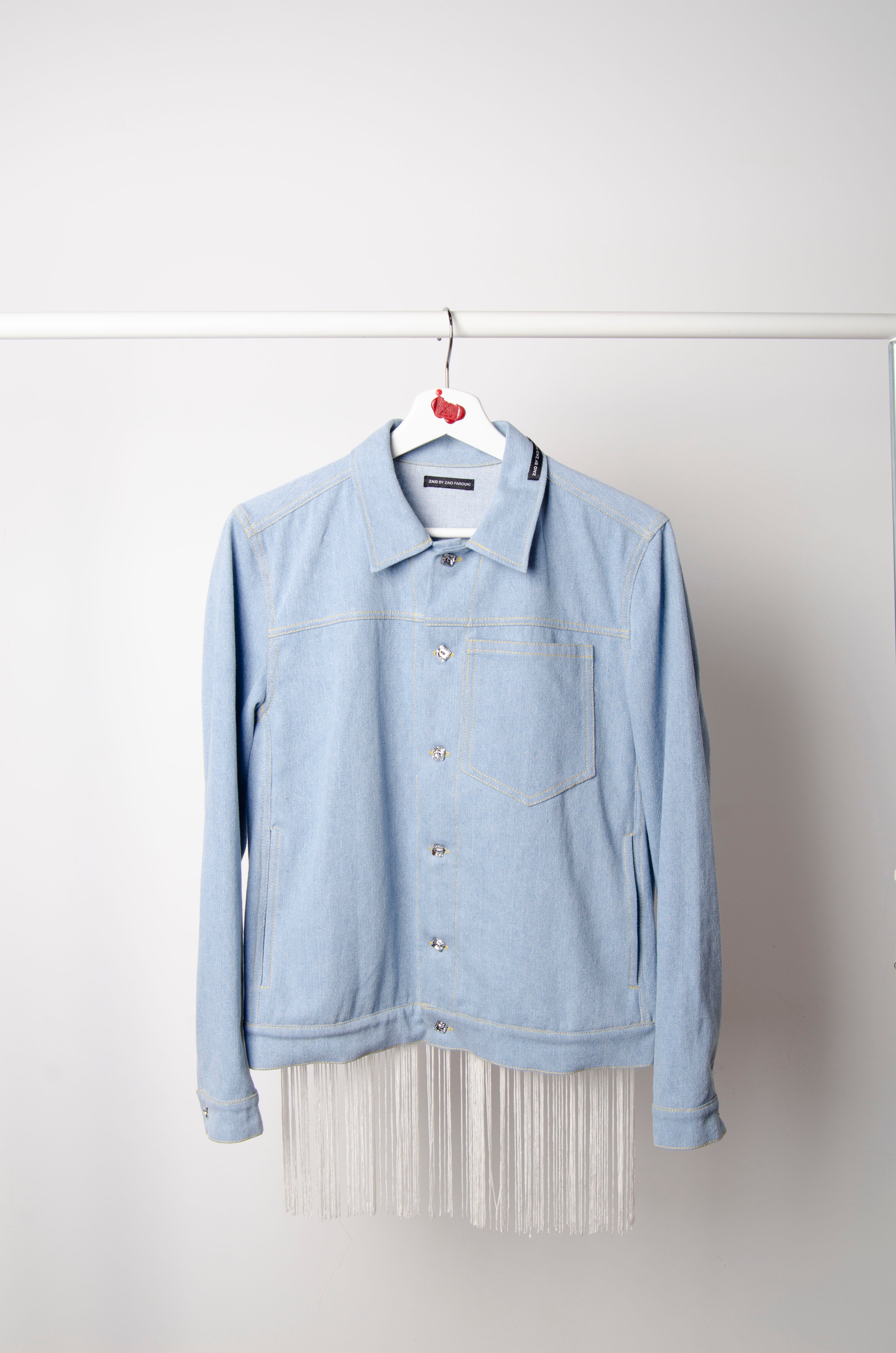 Motif Fringe Denim Jacket - ZAID FAROUKI