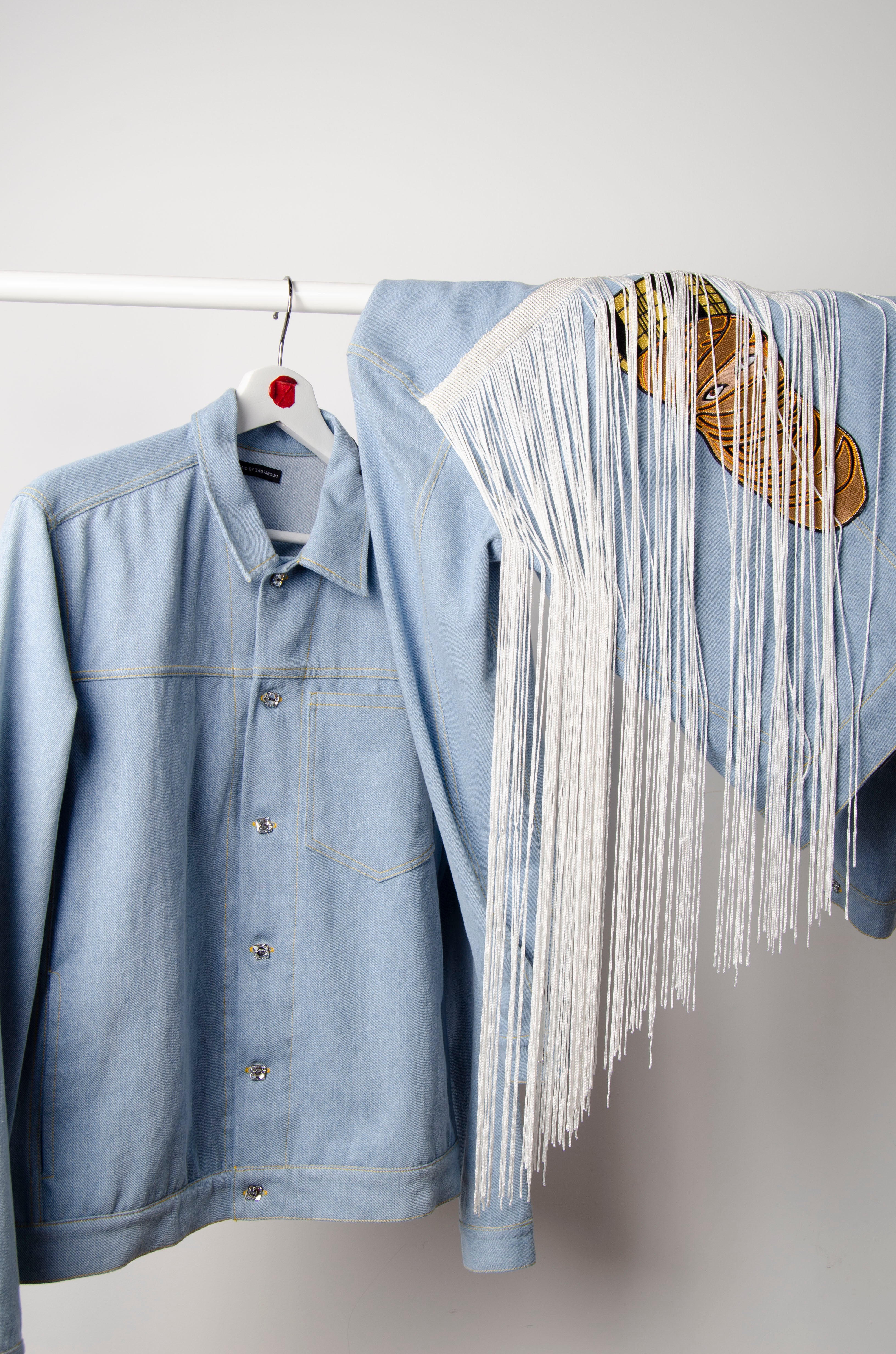 Motif Fringe Denim Jacket - ZAID FAROUKI