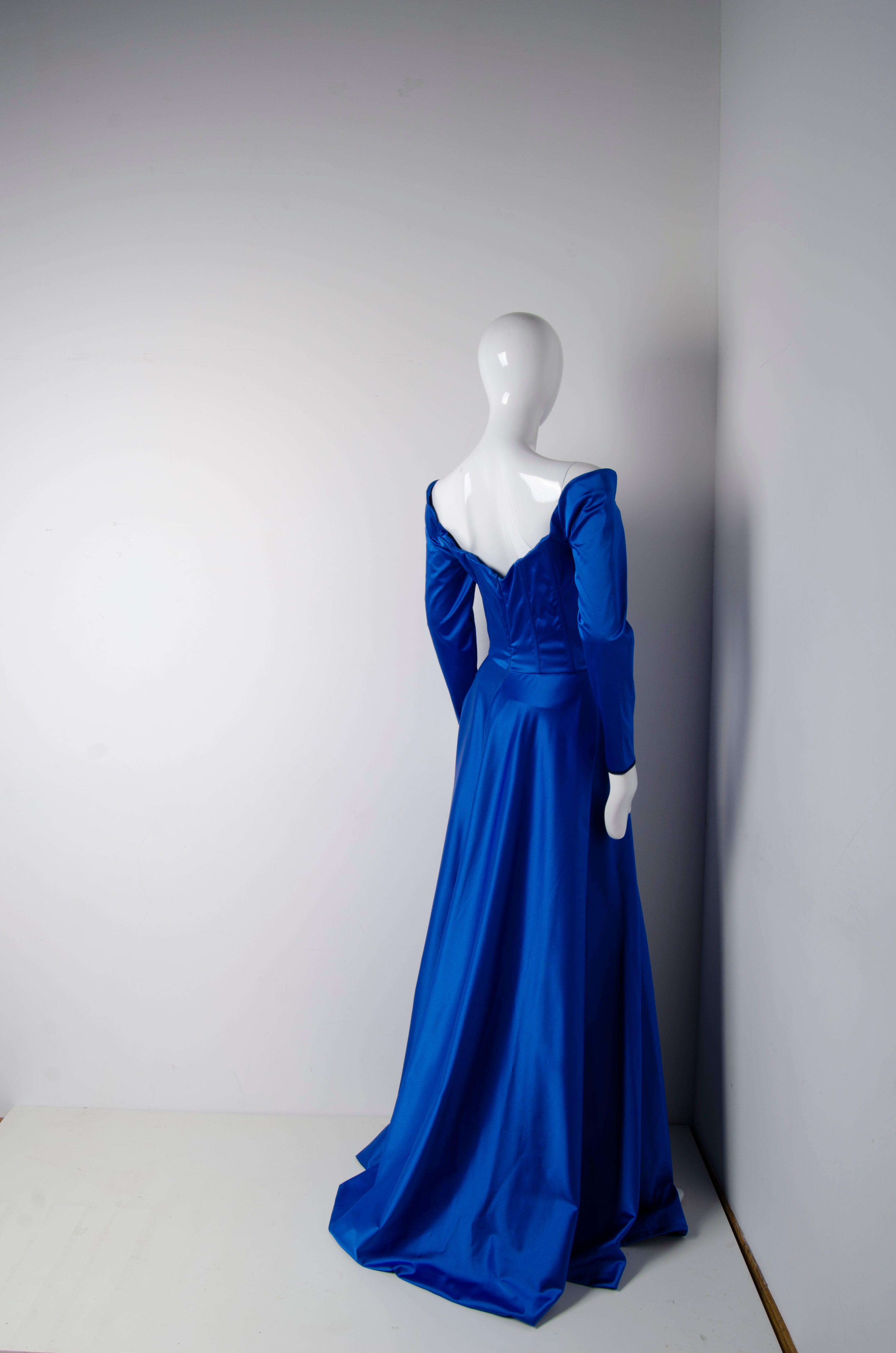 Electric Blue Silk Gown - ZAID FAROUKI