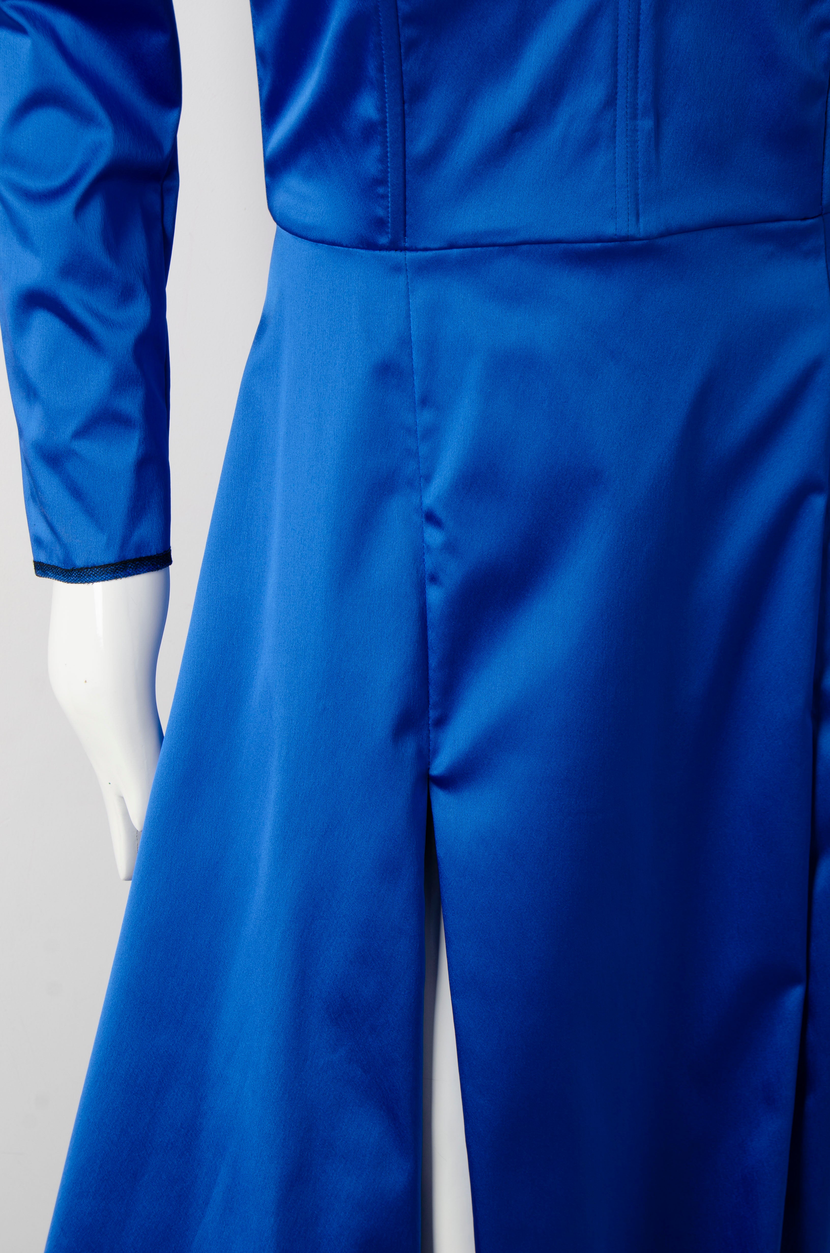 Electric Blue Silk Gown - ZAID FAROUKI