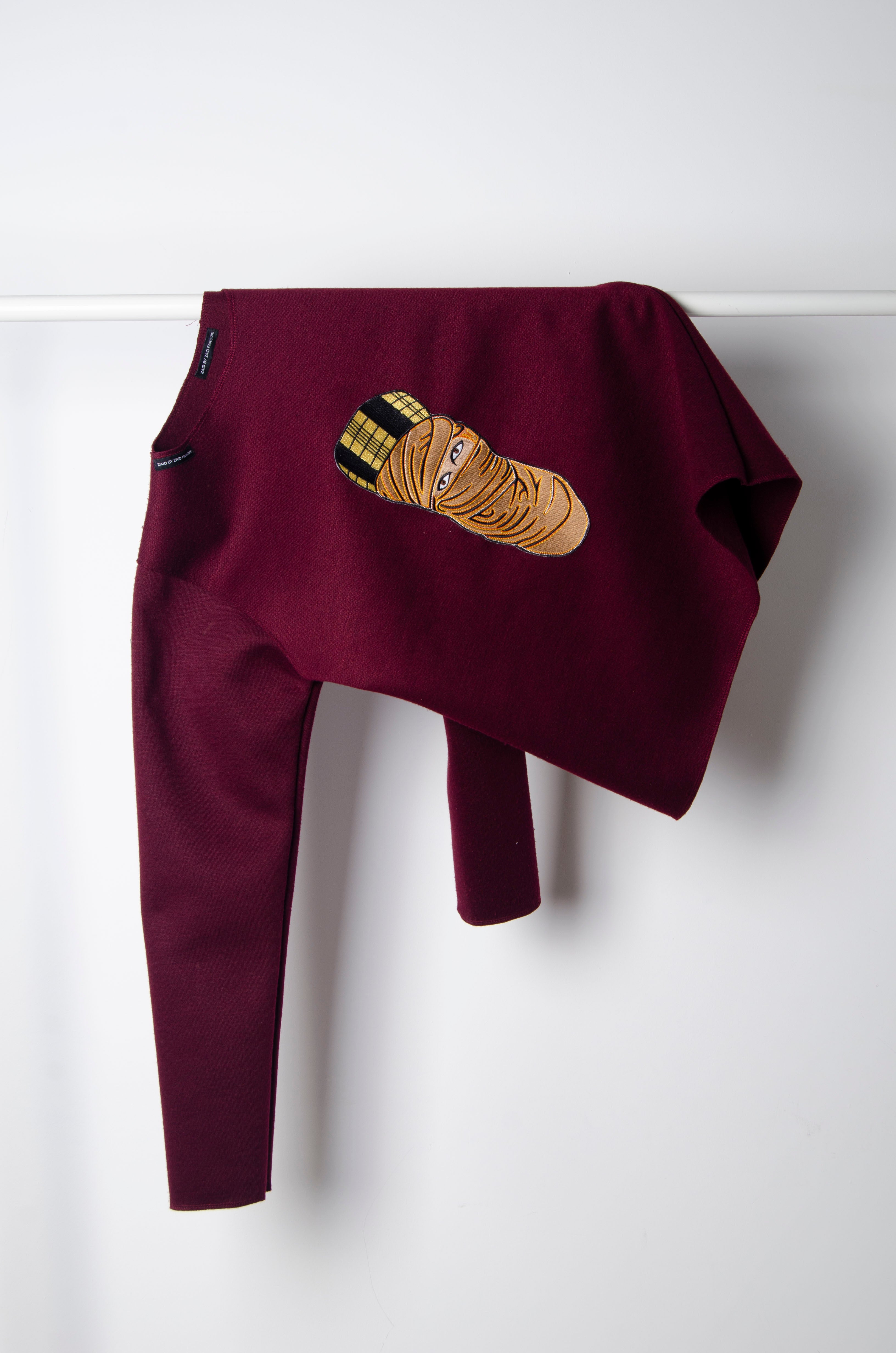 Maroon Motif Sweater - ZAID FAROUKI